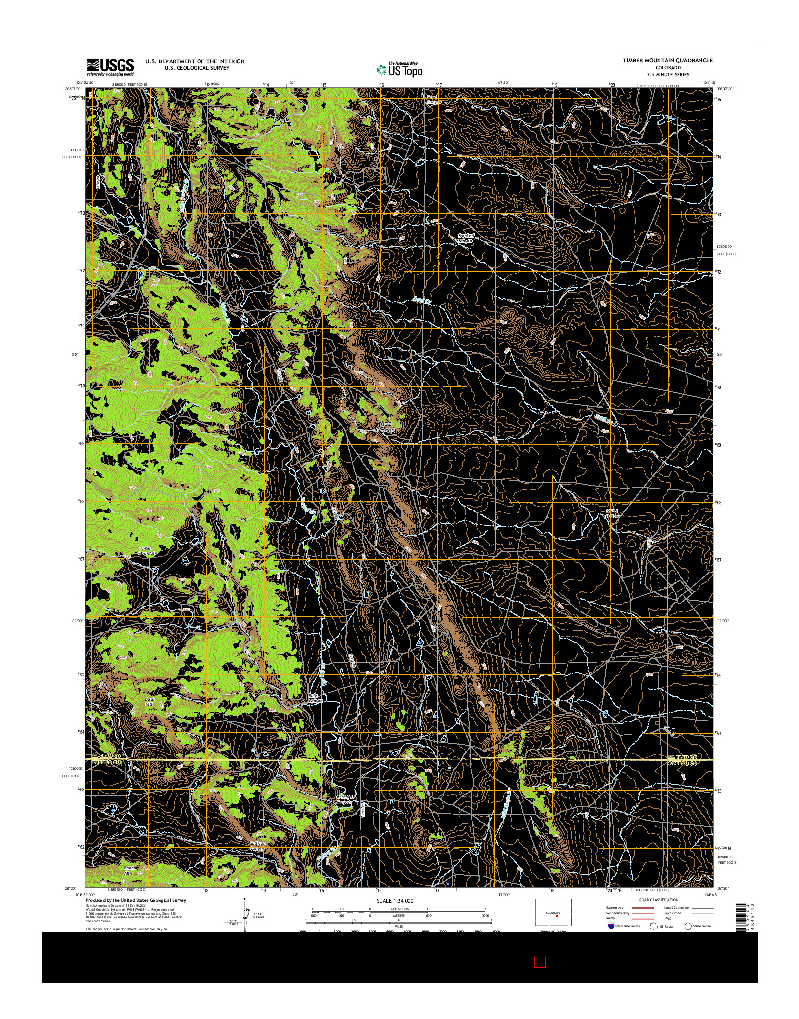USGS US TOPO 7.5-MINUTE MAP FOR TIMBER MOUNTAIN, CO 2016