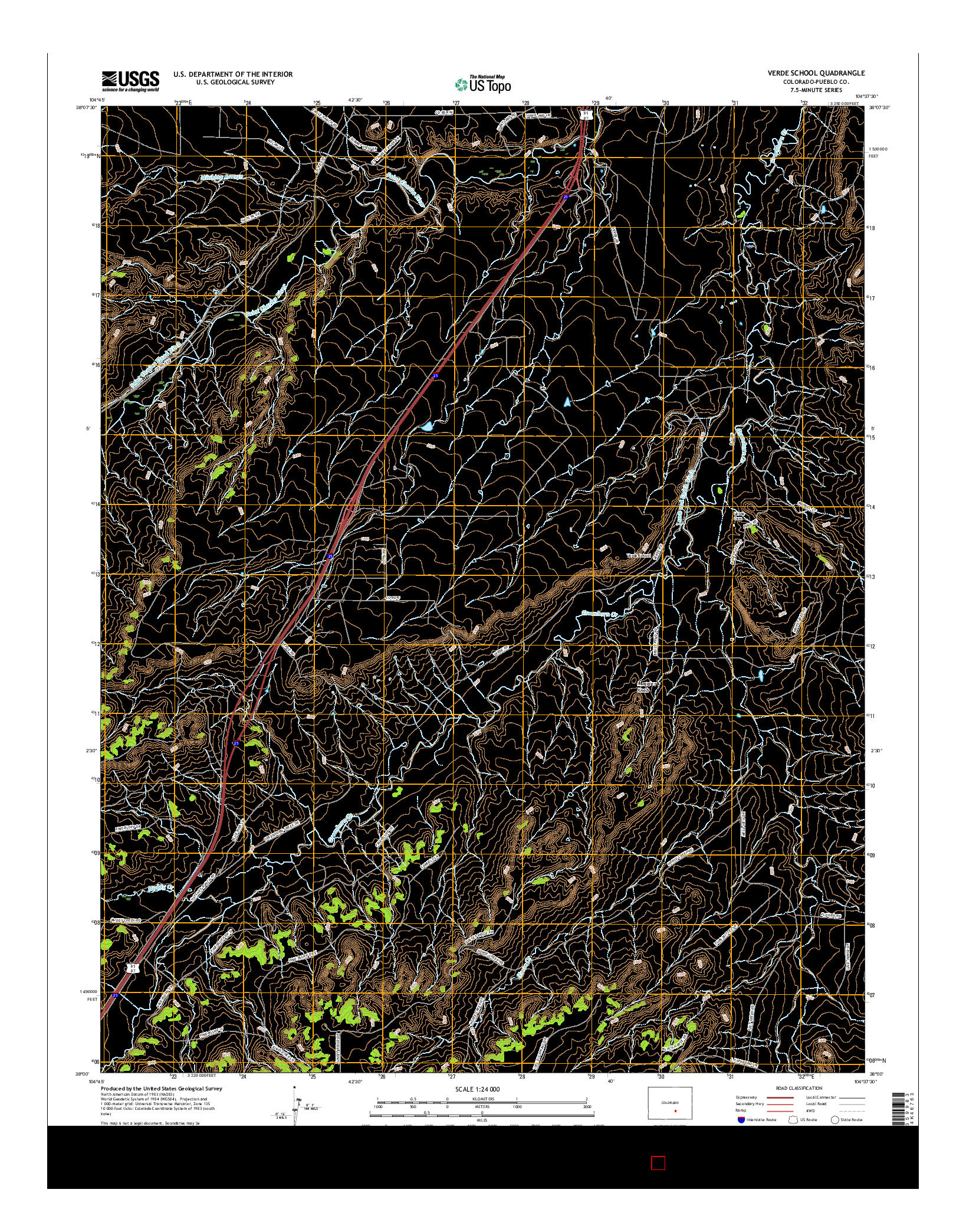 USGS US TOPO 7.5-MINUTE MAP FOR VERDE SCHOOL, CO 2016