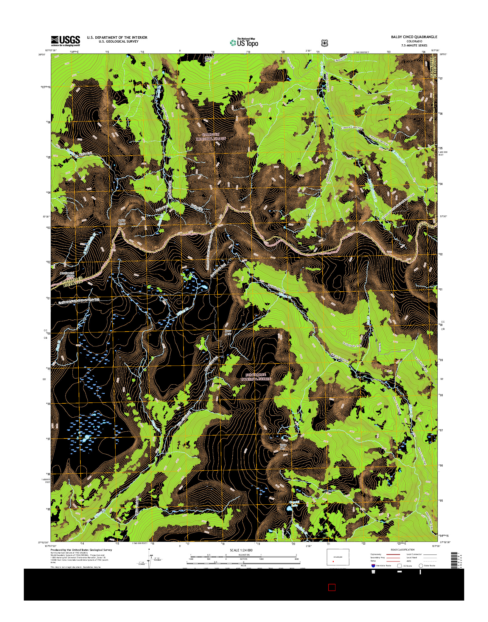 USGS US TOPO 7.5-MINUTE MAP FOR BALDY CINCO, CO 2016