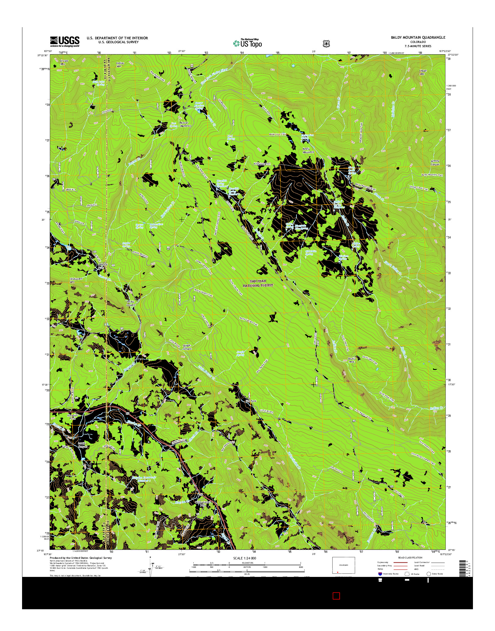 USGS US TOPO 7.5-MINUTE MAP FOR BALDY MOUNTAIN, CO 2016