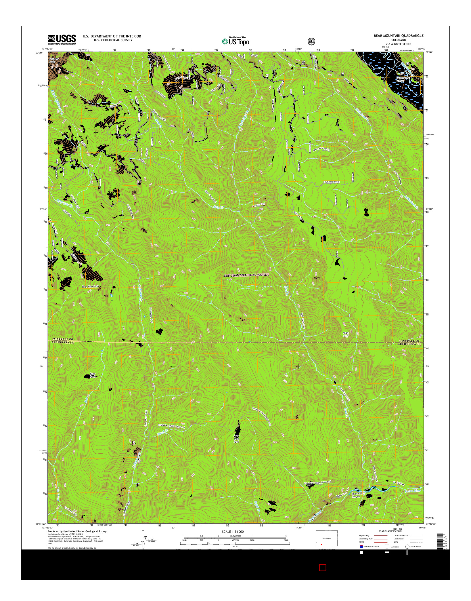 USGS US TOPO 7.5-MINUTE MAP FOR BEAR MOUNTAIN, CO 2016