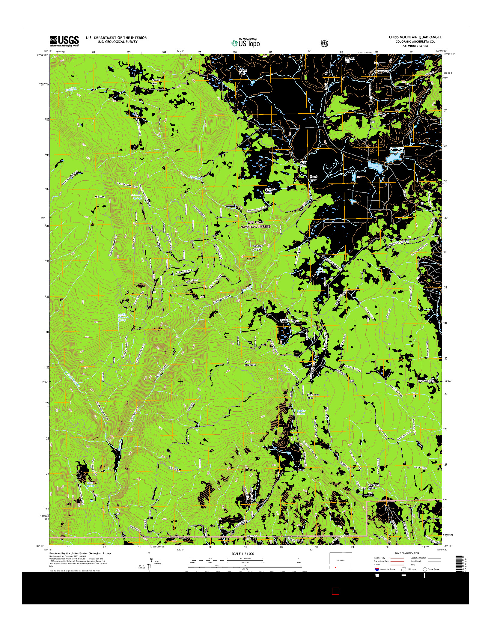 USGS US TOPO 7.5-MINUTE MAP FOR CHRIS MOUNTAIN, CO 2016