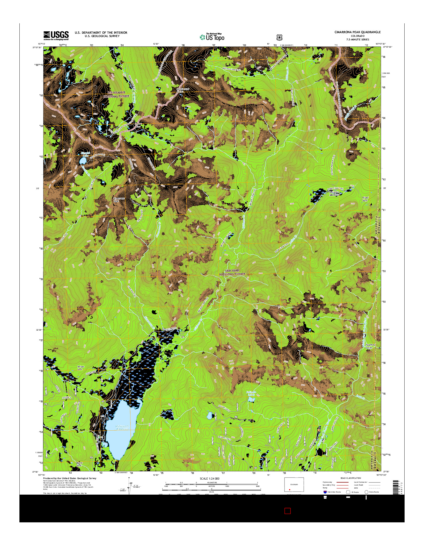 USGS US TOPO 7.5-MINUTE MAP FOR CIMARRONA PEAK, CO 2016