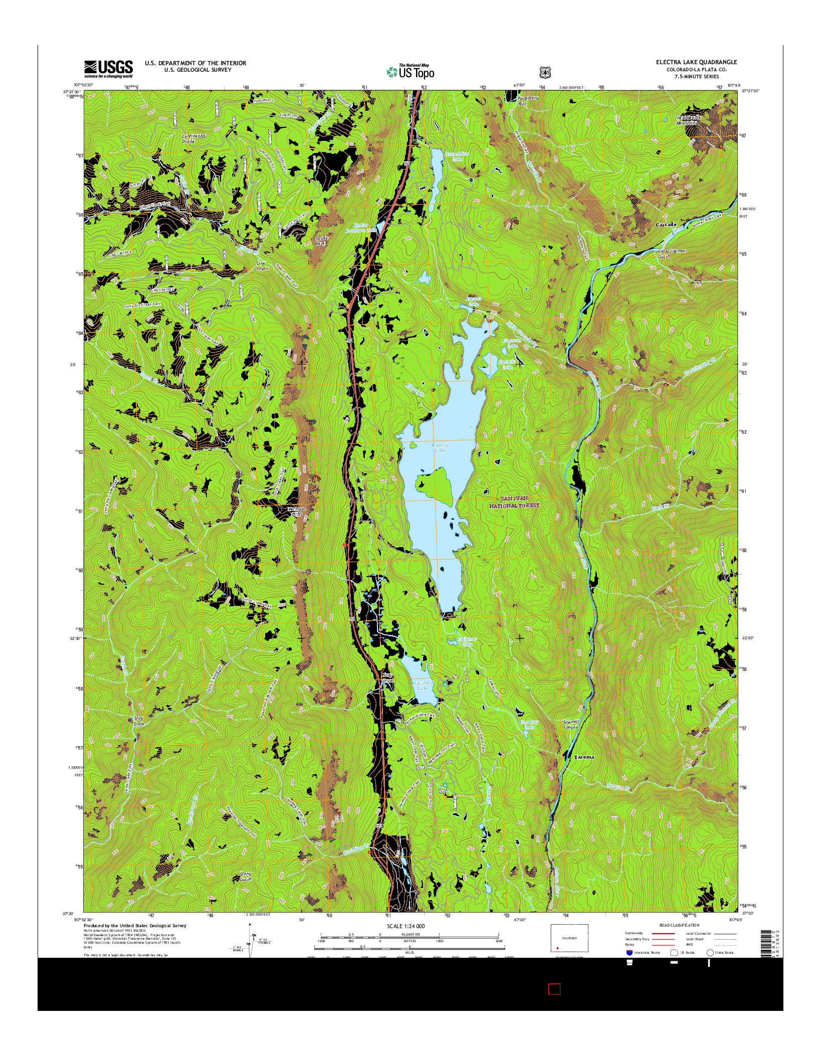 USGS US TOPO 7.5-MINUTE MAP FOR ELECTRA LAKE, CO 2016