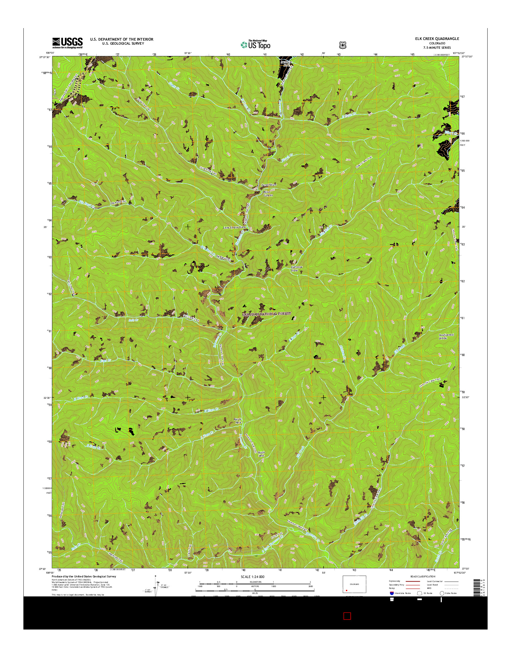 USGS US TOPO 7.5-MINUTE MAP FOR ELK CREEK, CO 2016