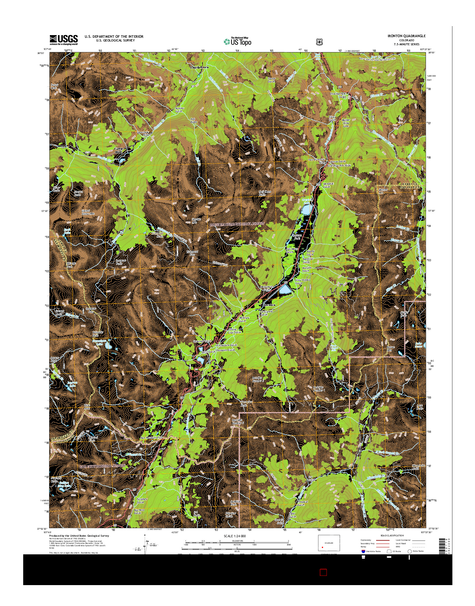 USGS US TOPO 7.5-MINUTE MAP FOR IRONTON, CO 2016