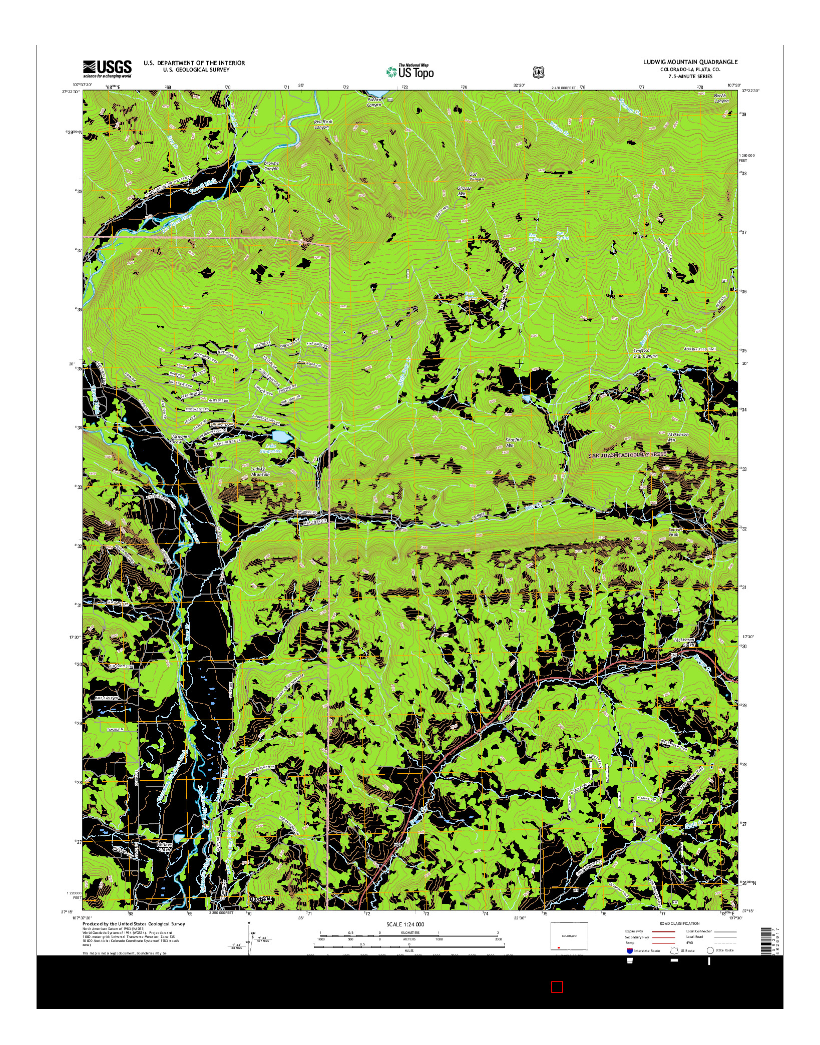 USGS US TOPO 7.5-MINUTE MAP FOR LUDWIG MOUNTAIN, CO 2016