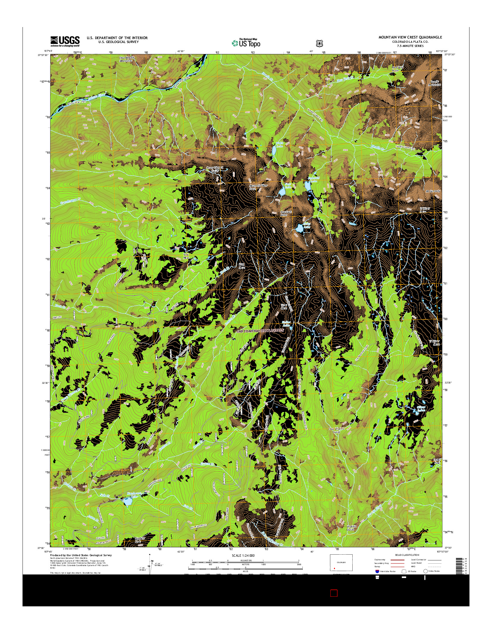 USGS US TOPO 7.5-MINUTE MAP FOR MOUNTAIN VIEW CREST, CO 2016