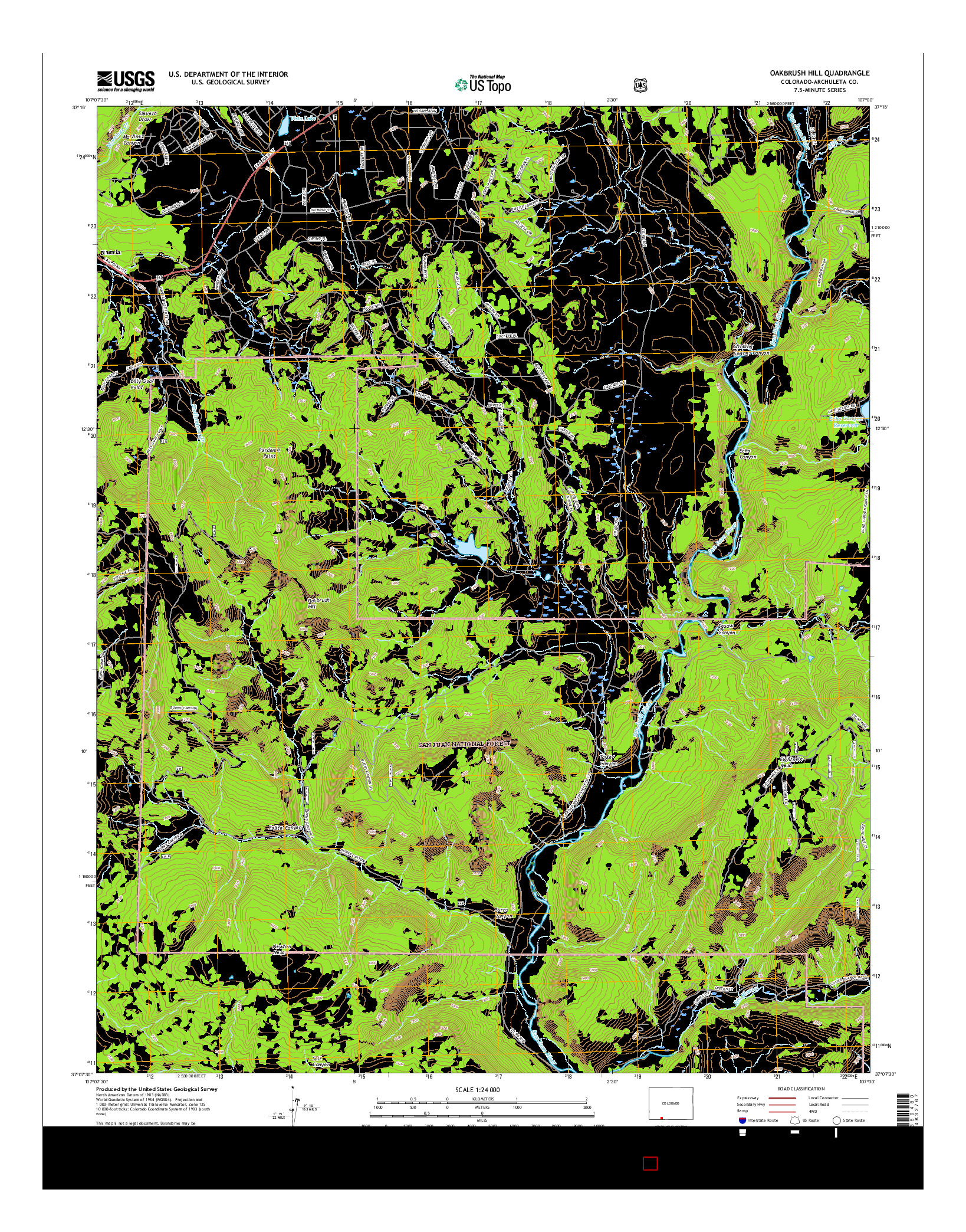 USGS US TOPO 7.5-MINUTE MAP FOR OAKBRUSH HILL, CO 2016