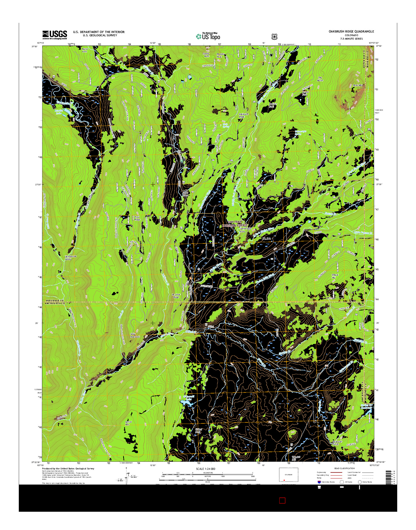 USGS US TOPO 7.5-MINUTE MAP FOR OAKBRUSH RIDGE, CO 2016