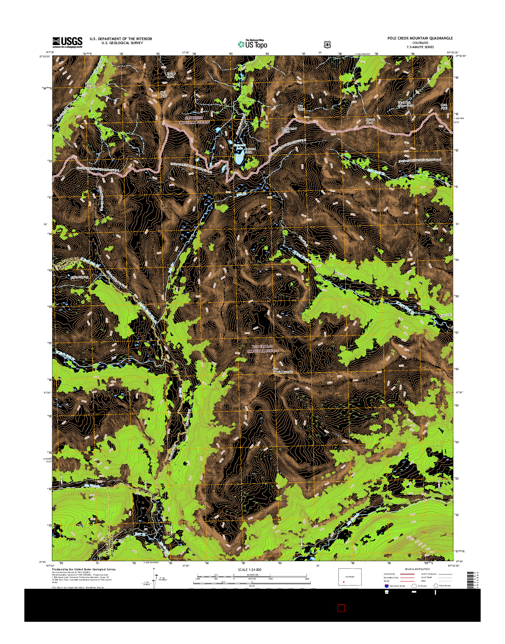 USGS US TOPO 7.5-MINUTE MAP FOR POLE CREEK MOUNTAIN, CO 2016