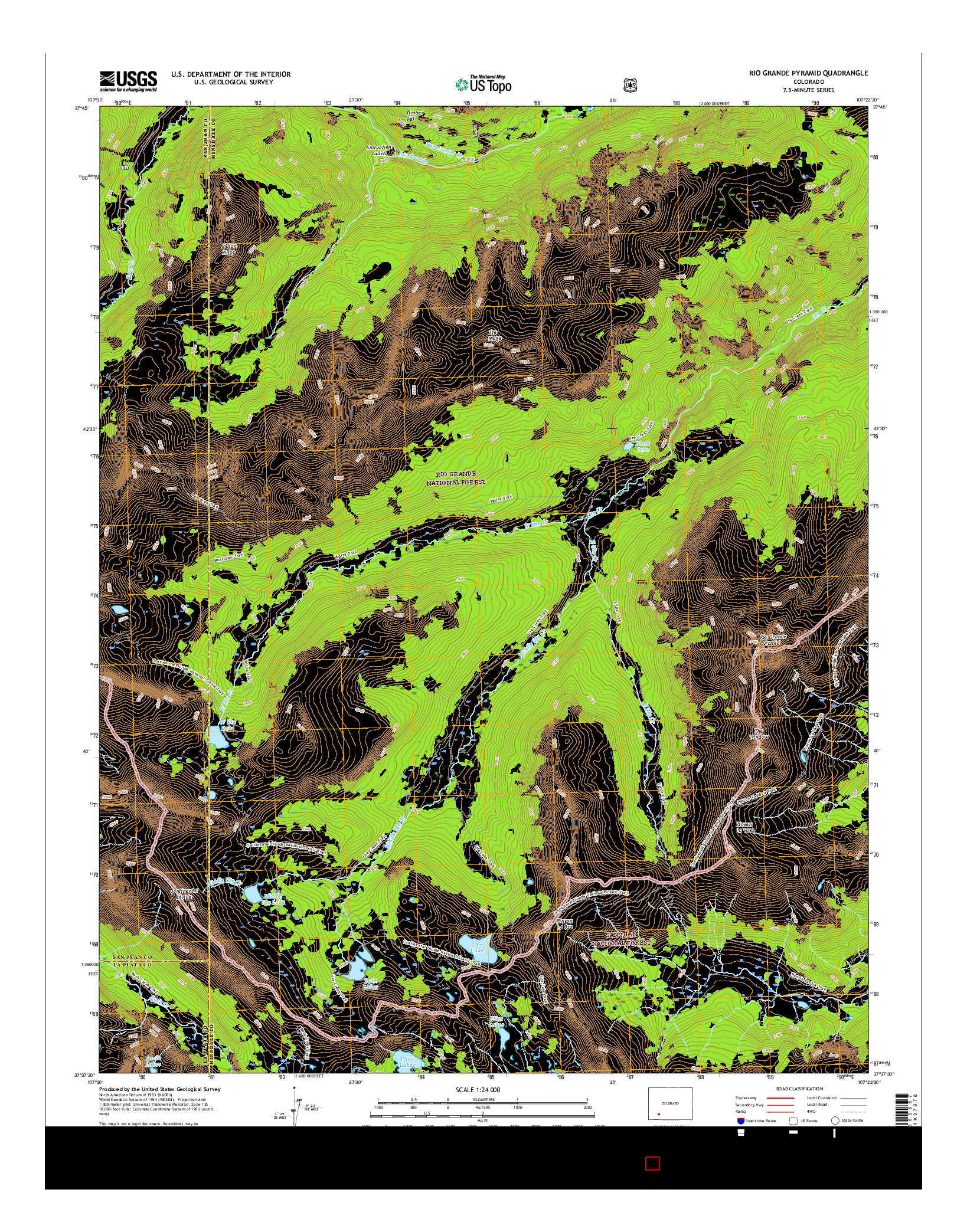 USGS US TOPO 7.5-MINUTE MAP FOR RIO GRANDE PYRAMID, CO 2016