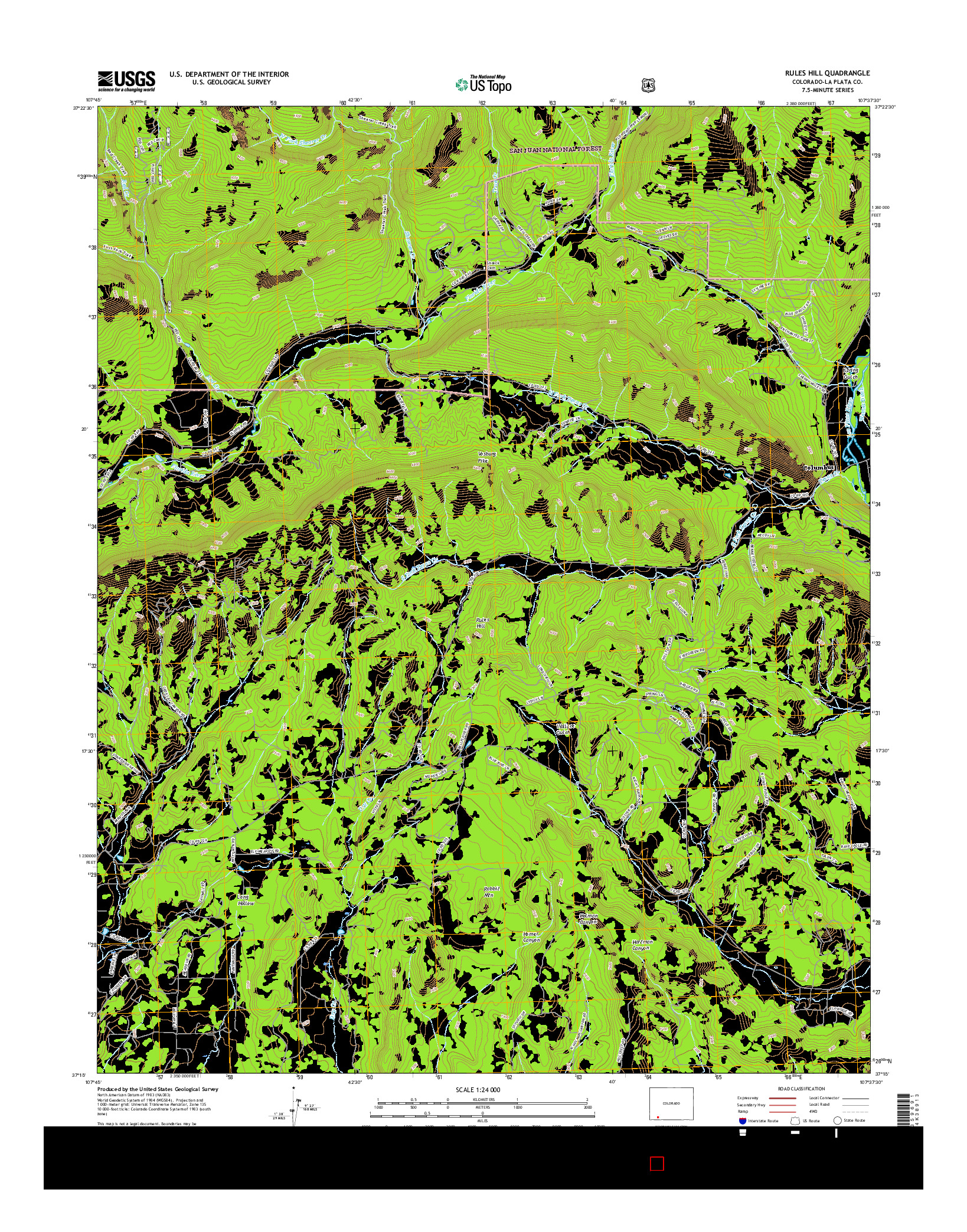 USGS US TOPO 7.5-MINUTE MAP FOR RULES HILL, CO 2016