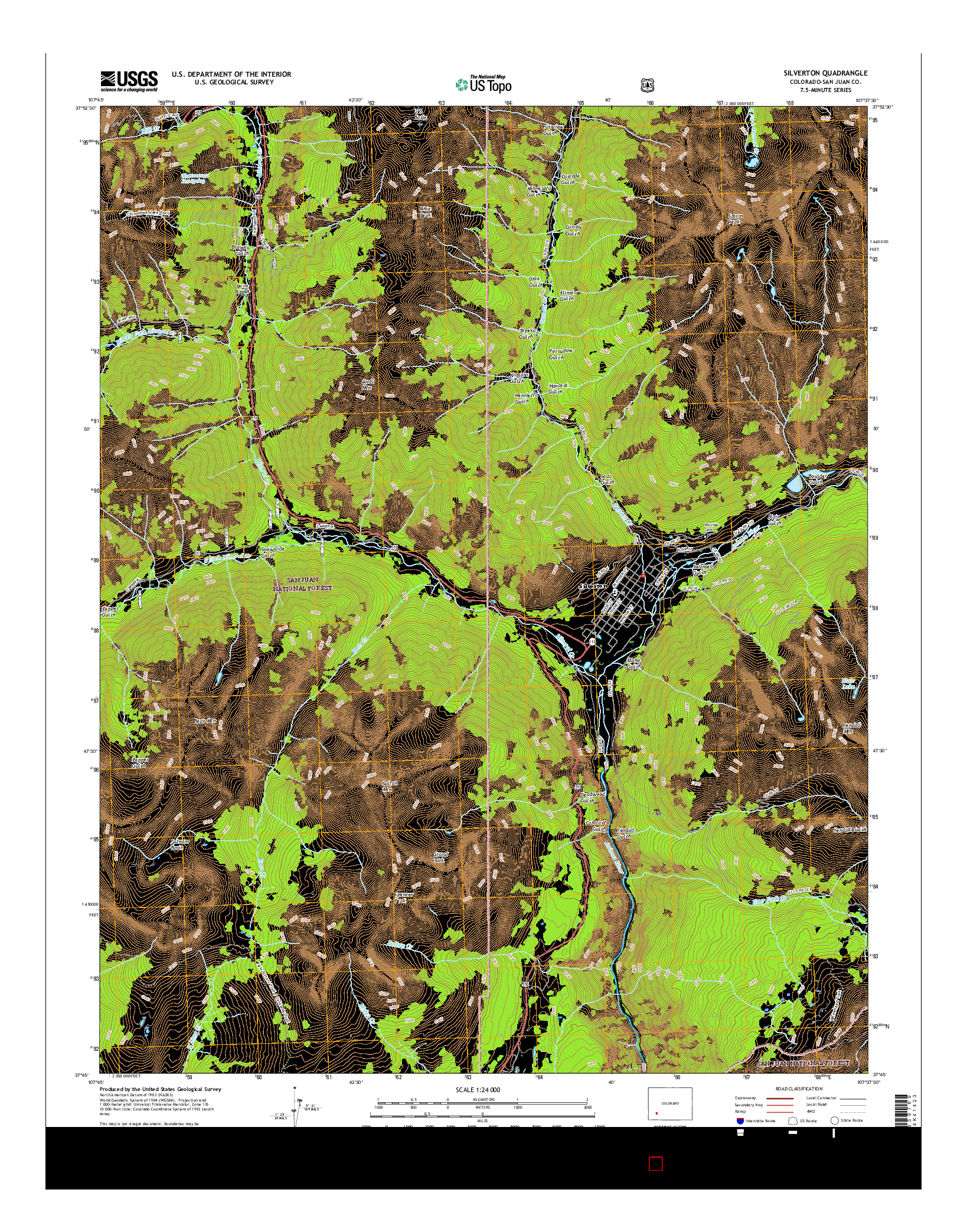 USGS US TOPO 7.5-MINUTE MAP FOR SILVERTON, CO 2016