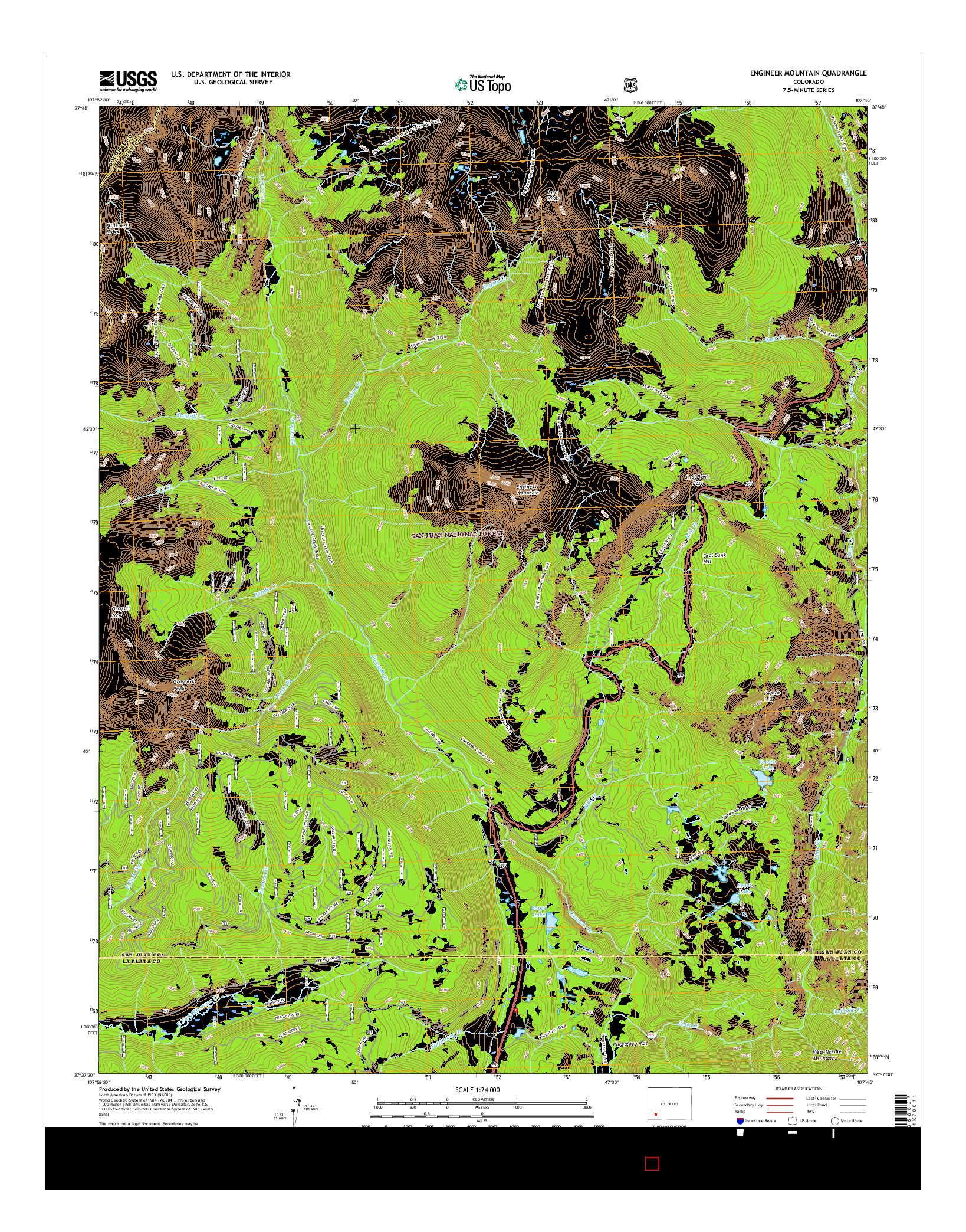 USGS US TOPO 7.5-MINUTE MAP FOR ENGINEER MOUNTAIN, CO 2016