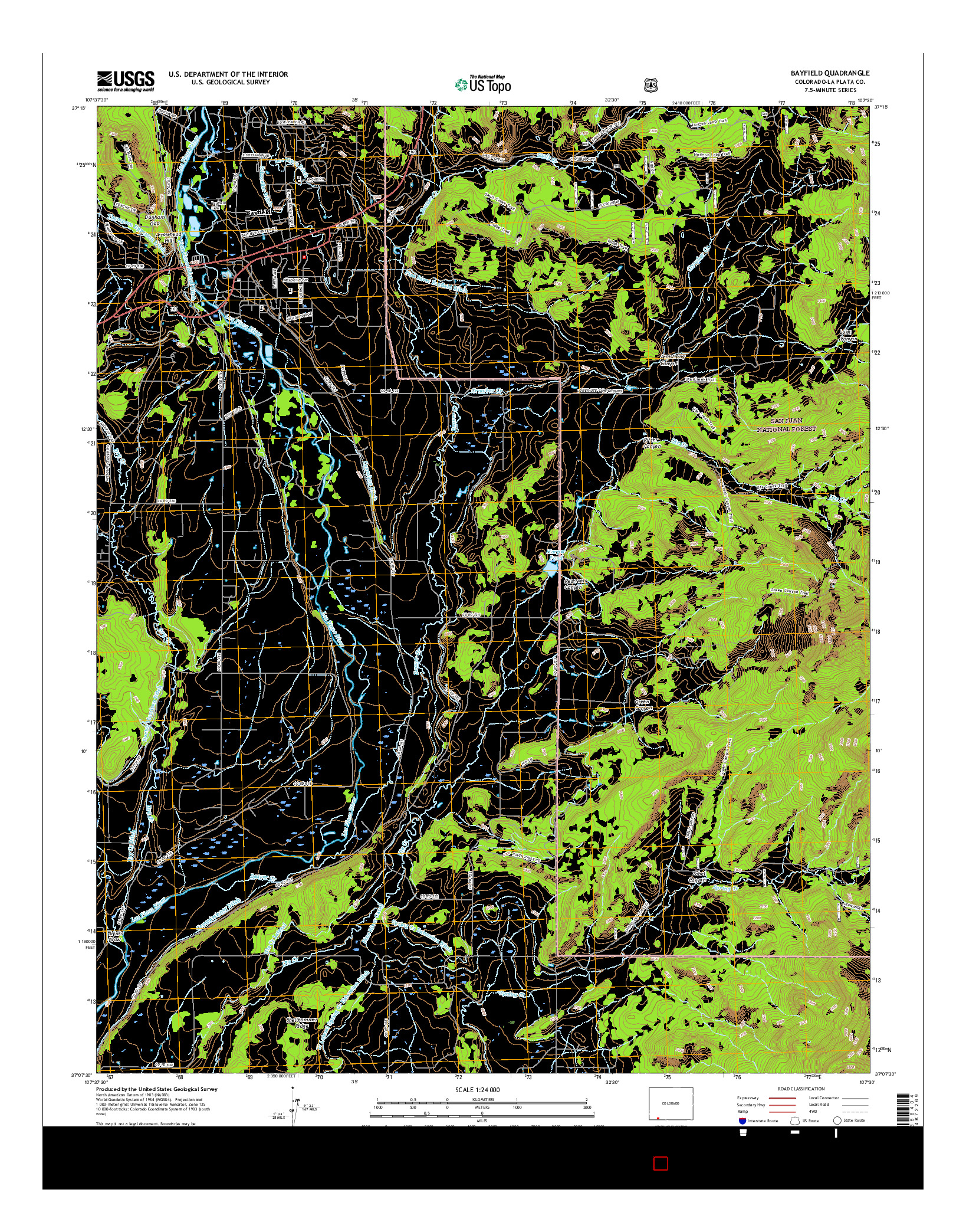 USGS US TOPO 7.5-MINUTE MAP FOR BAYFIELD, CO 2016