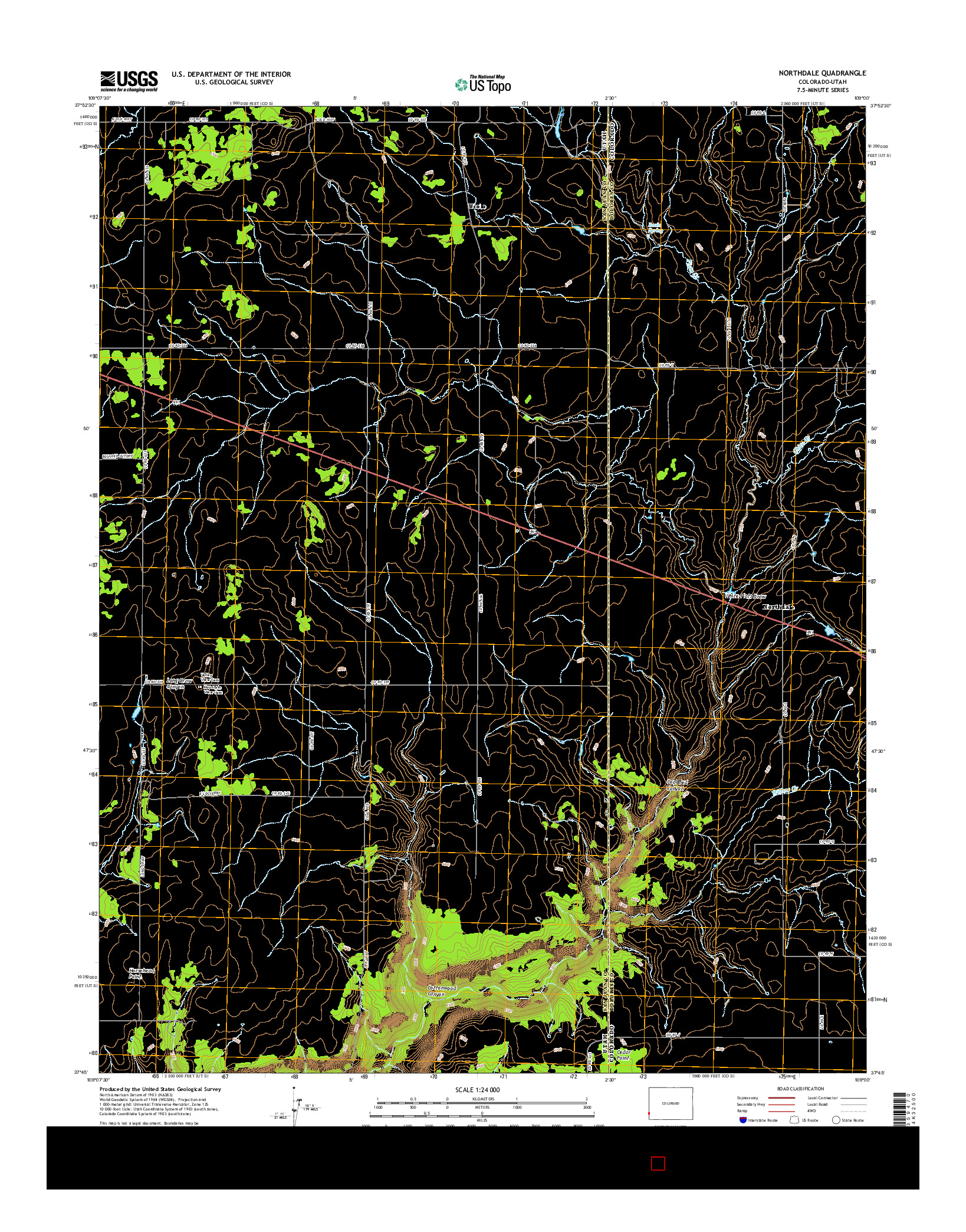 USGS US TOPO 7.5-MINUTE MAP FOR NORTHDALE, CO-UT 2016