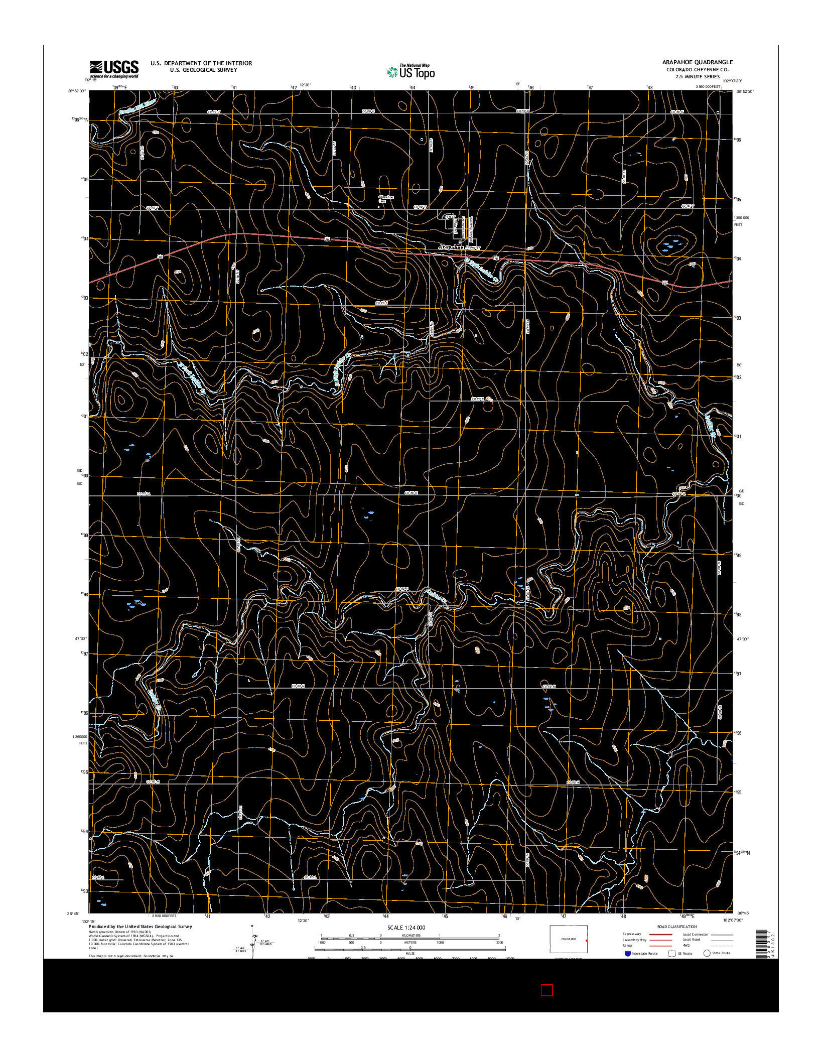 USGS US TOPO 7.5-MINUTE MAP FOR ARAPAHOE, CO 2016