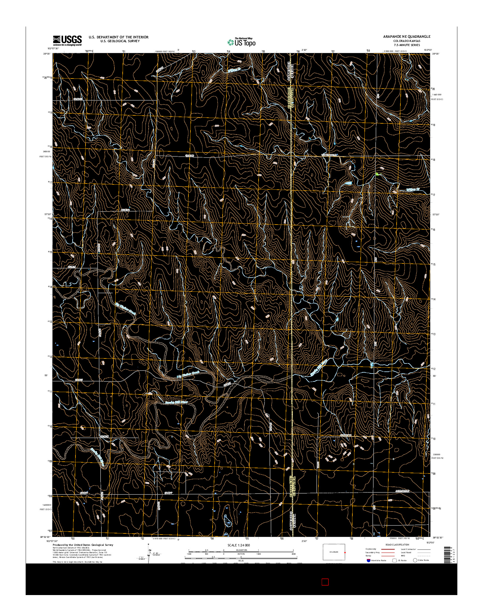 USGS US TOPO 7.5-MINUTE MAP FOR ARAPAHOE NE, CO-KS 2016