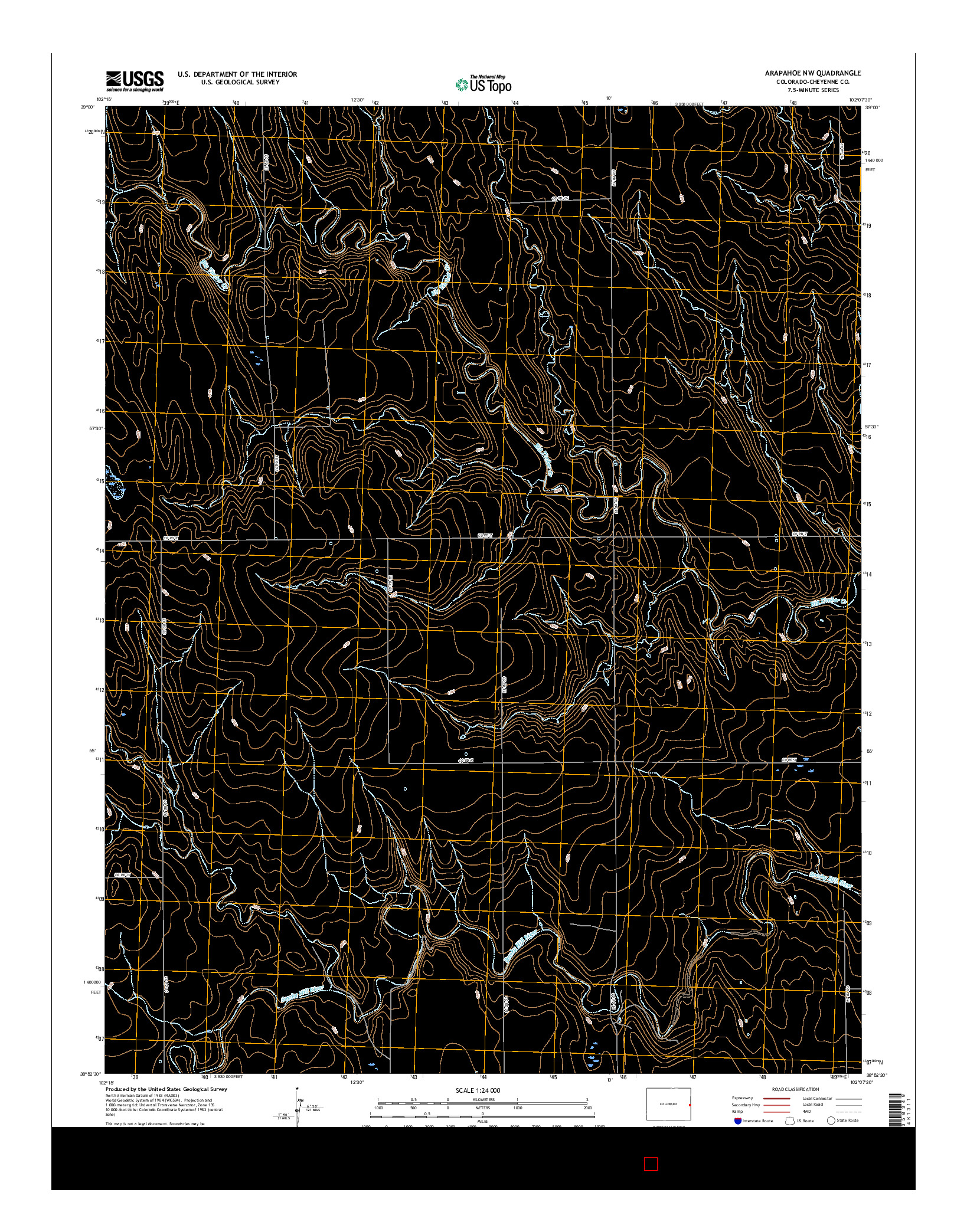 USGS US TOPO 7.5-MINUTE MAP FOR ARAPAHOE NW, CO 2016