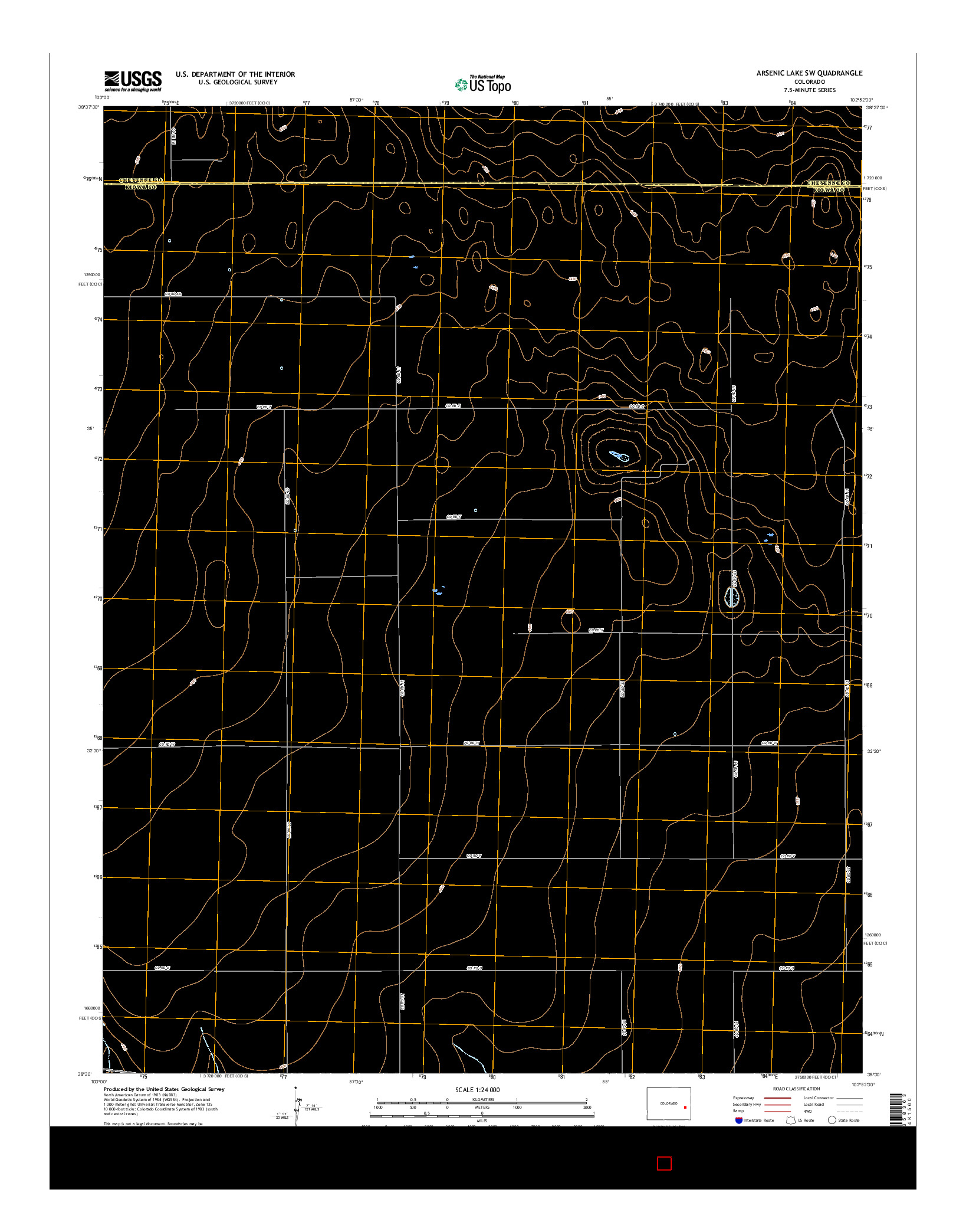 USGS US TOPO 7.5-MINUTE MAP FOR ARSENIC LAKE SW, CO 2016