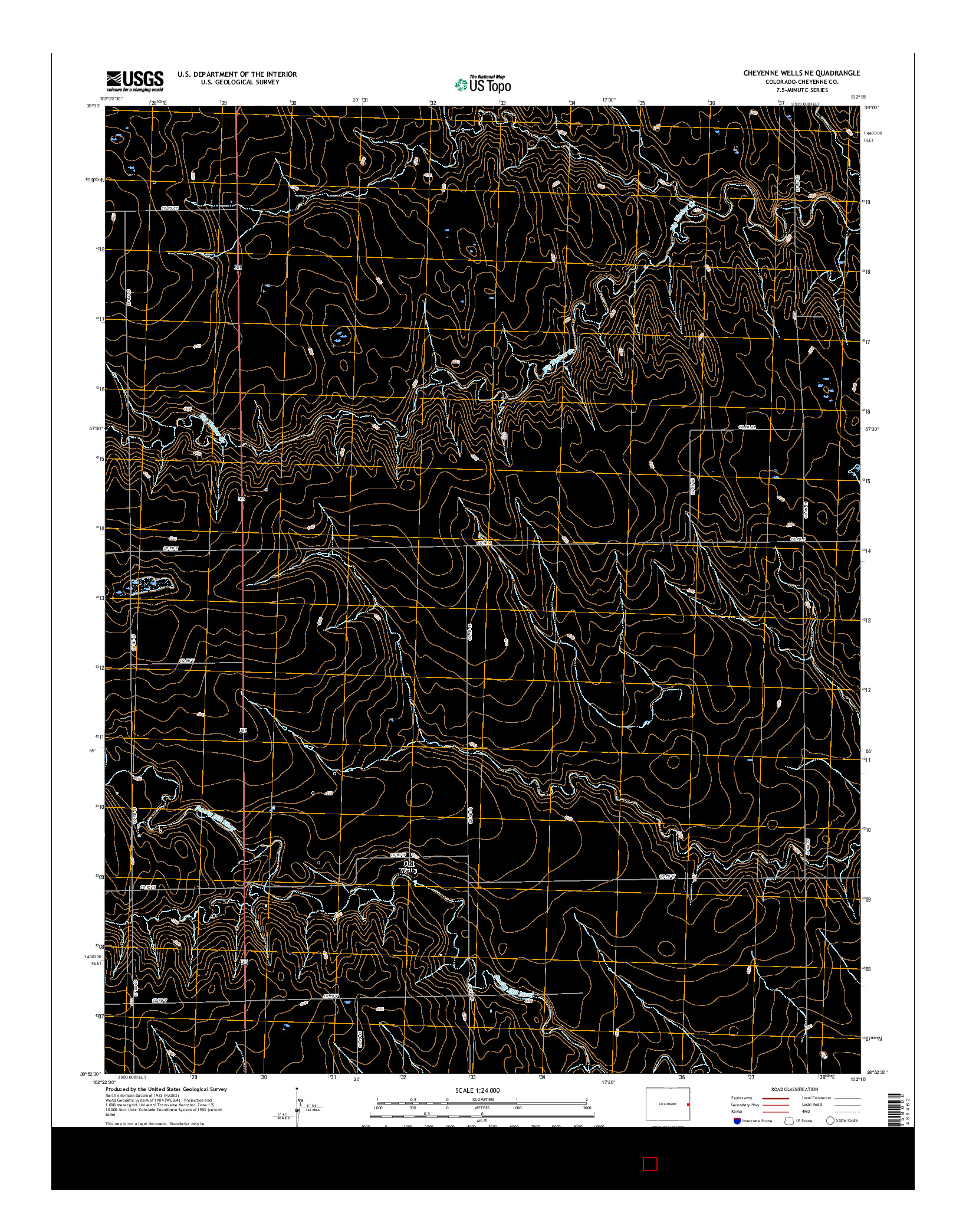 USGS US TOPO 7.5-MINUTE MAP FOR CHEYENNE WELLS NE, CO 2016