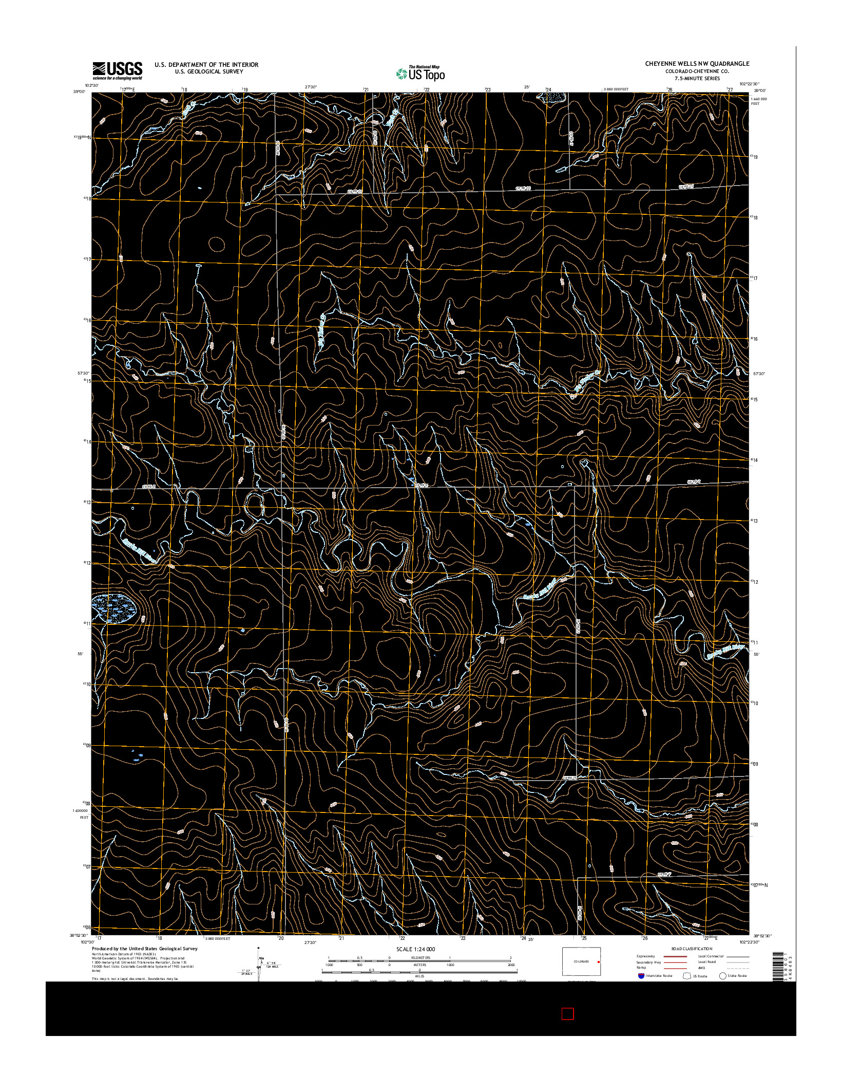 USGS US TOPO 7.5-MINUTE MAP FOR CHEYENNE WELLS NW, CO 2016