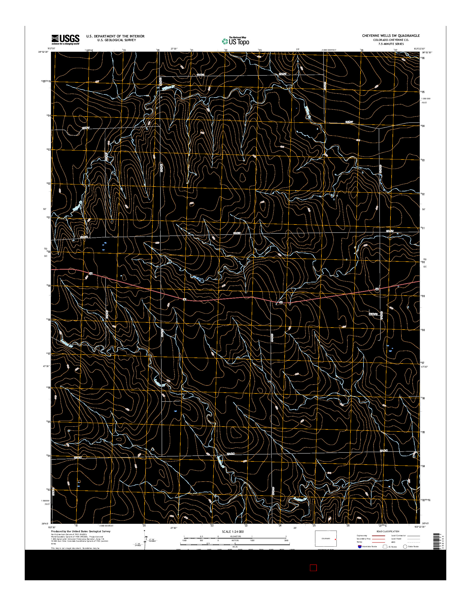 USGS US TOPO 7.5-MINUTE MAP FOR CHEYENNE WELLS SW, CO 2016