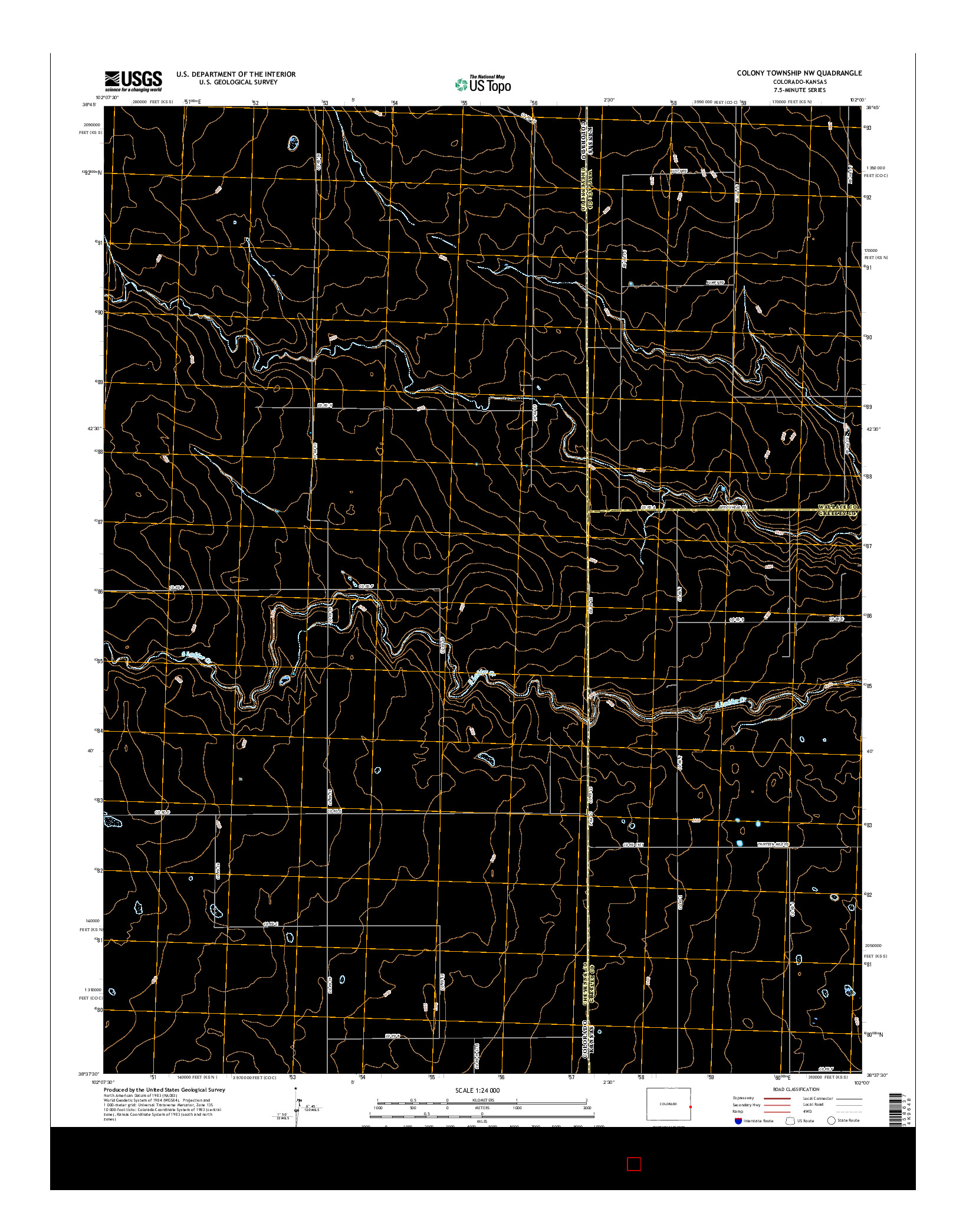 USGS US TOPO 7.5-MINUTE MAP FOR COLONY TOWNSHIP NW, CO-KS 2016