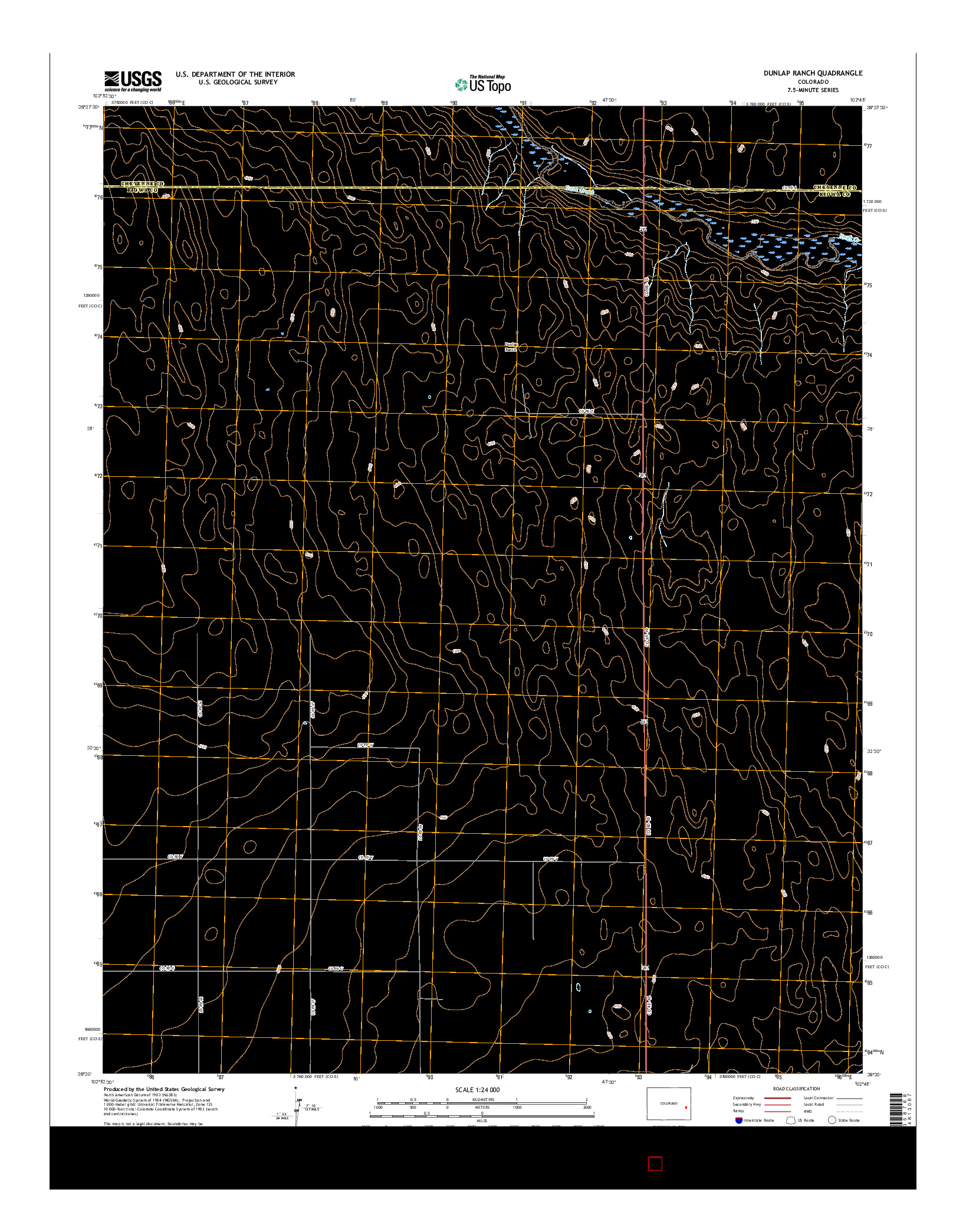 USGS US TOPO 7.5-MINUTE MAP FOR DUNLAP RANCH, CO 2016