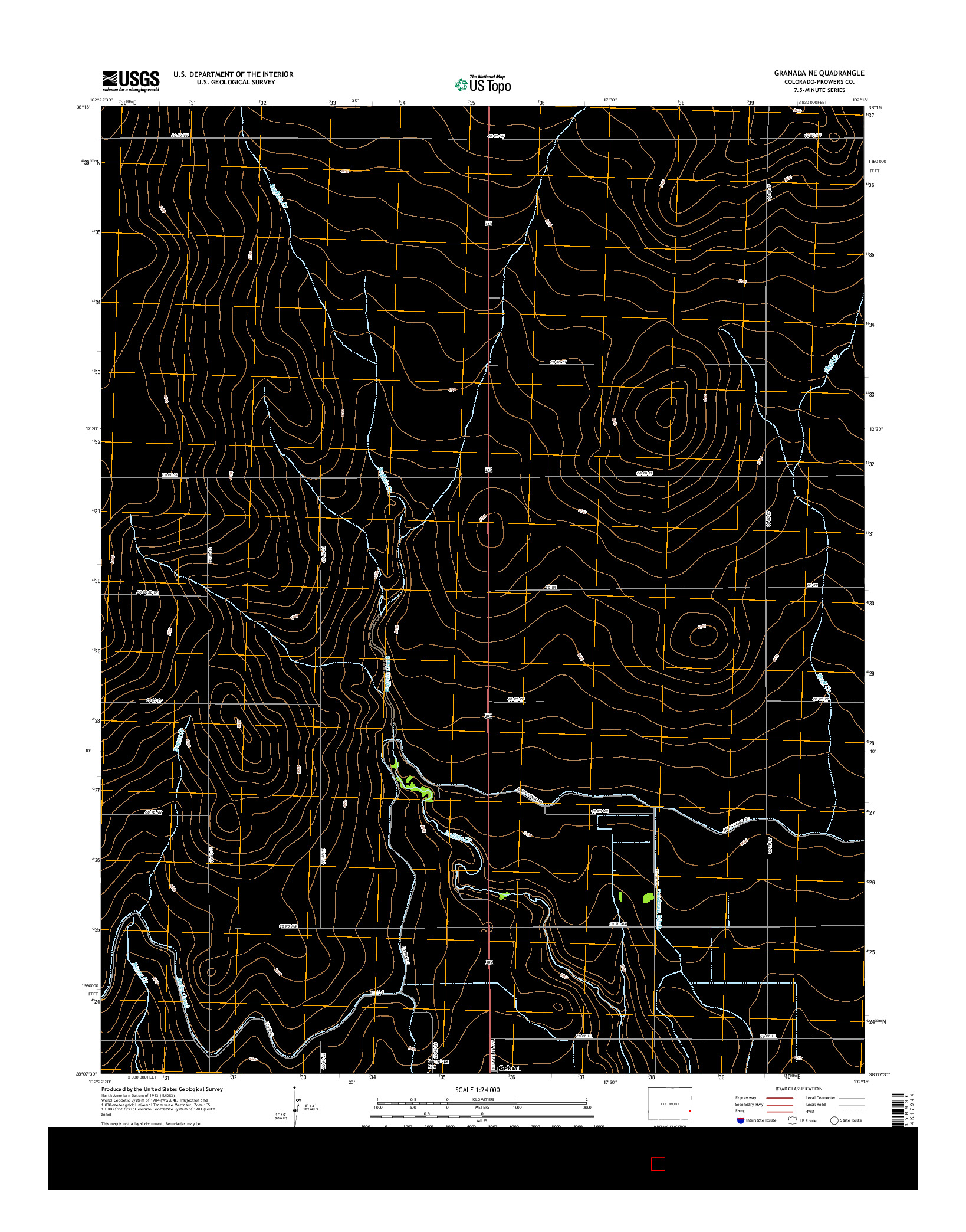 USGS US TOPO 7.5-MINUTE MAP FOR GRANADA NE, CO 2016