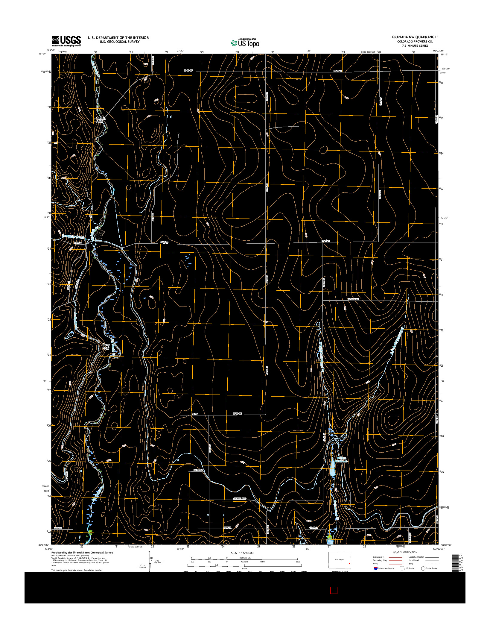 USGS US TOPO 7.5-MINUTE MAP FOR GRANADA NW, CO 2016