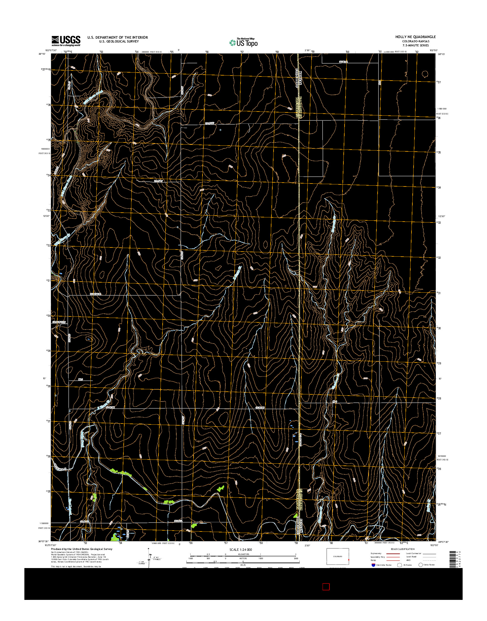 USGS US TOPO 7.5-MINUTE MAP FOR HOLLY NE, CO-KS 2016