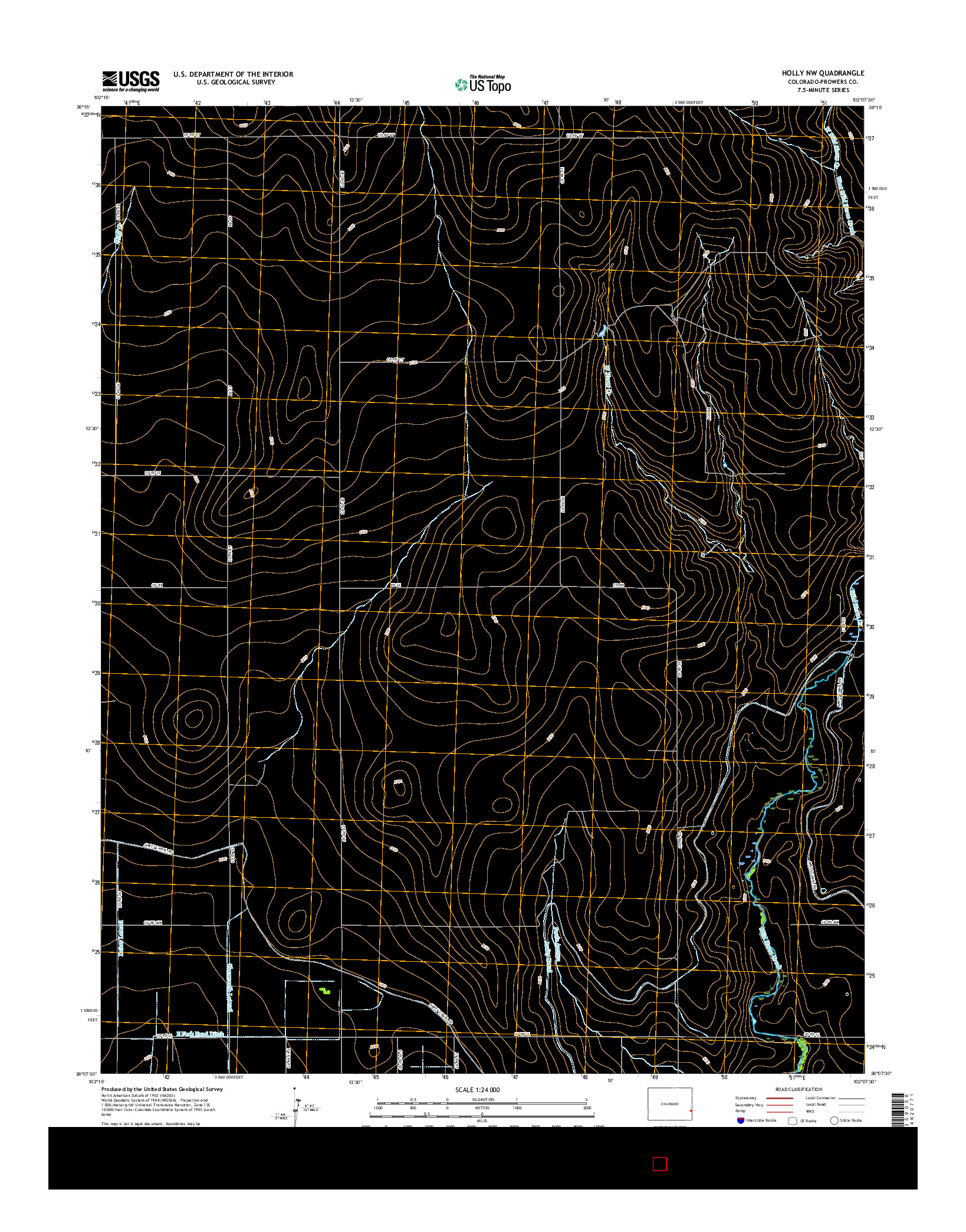 USGS US TOPO 7.5-MINUTE MAP FOR HOLLY NW, CO 2016