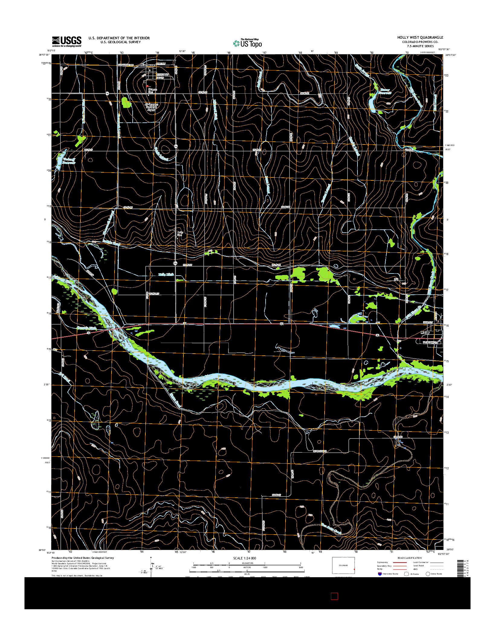 USGS US TOPO 7.5-MINUTE MAP FOR HOLLY WEST, CO 2016