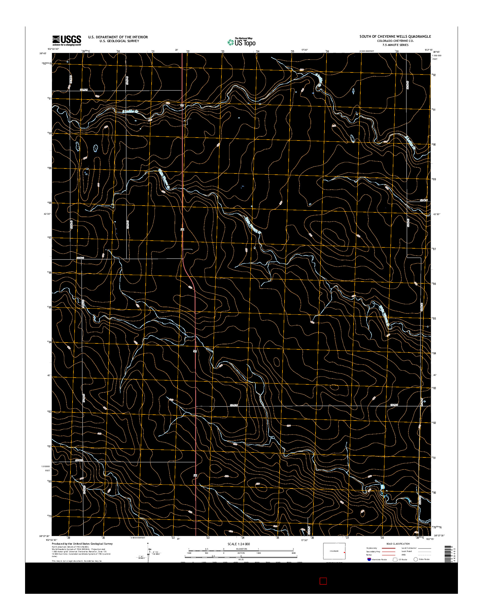 USGS US TOPO 7.5-MINUTE MAP FOR SOUTH OF CHEYENNE WELLS, CO 2016