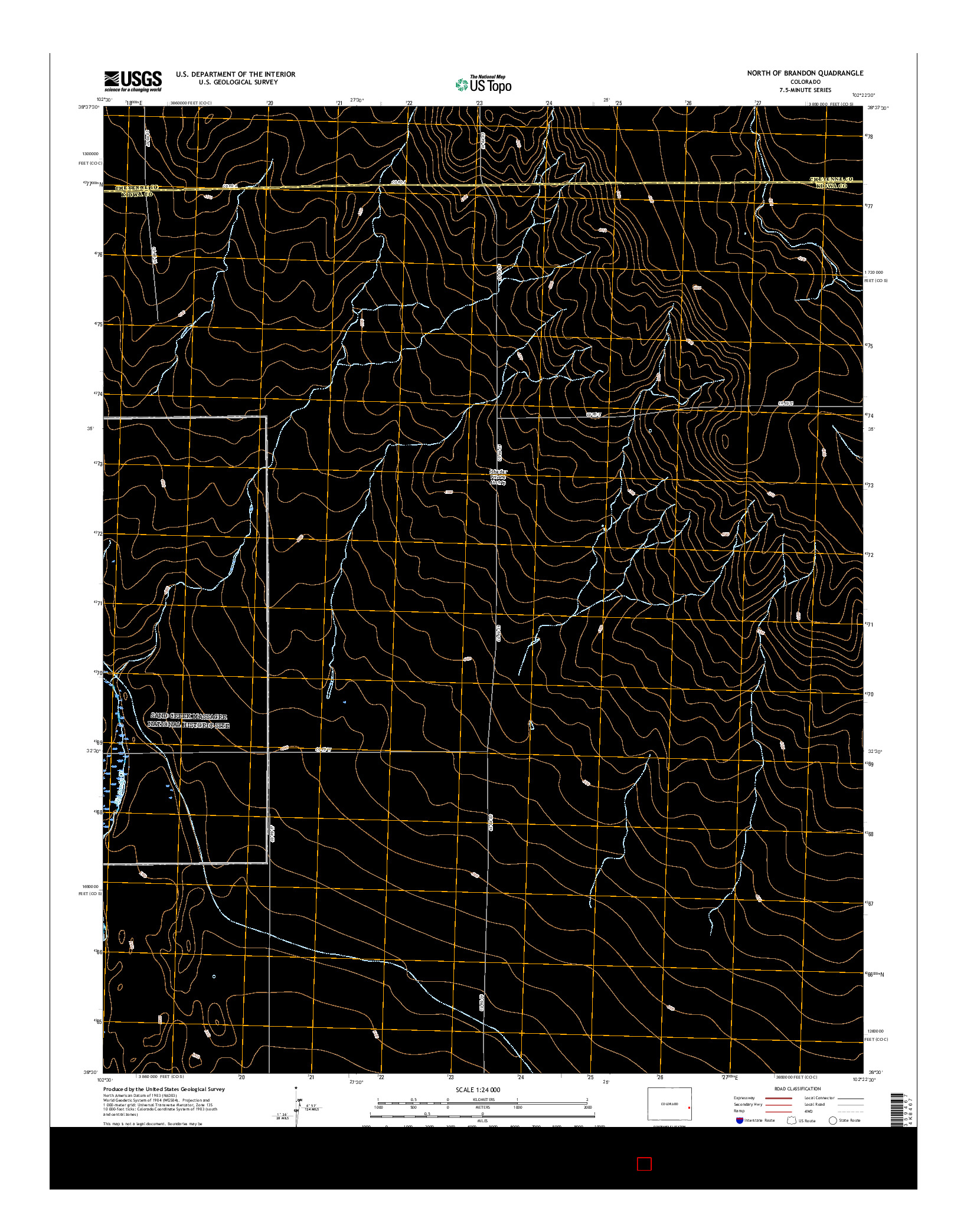 USGS US TOPO 7.5-MINUTE MAP FOR NORTH OF BRANDON, CO 2016