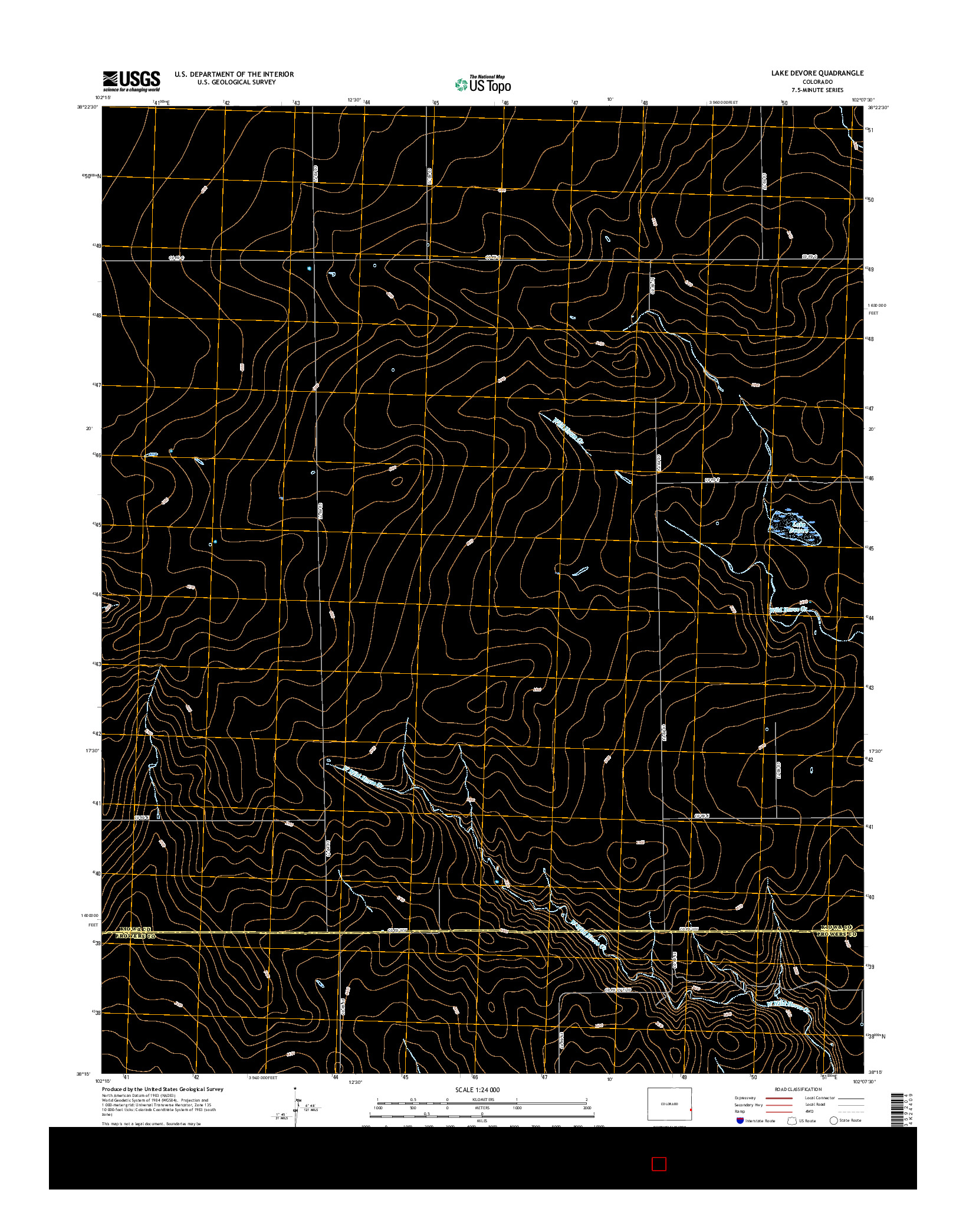USGS US TOPO 7.5-MINUTE MAP FOR LAKE DEVORE, CO 2016