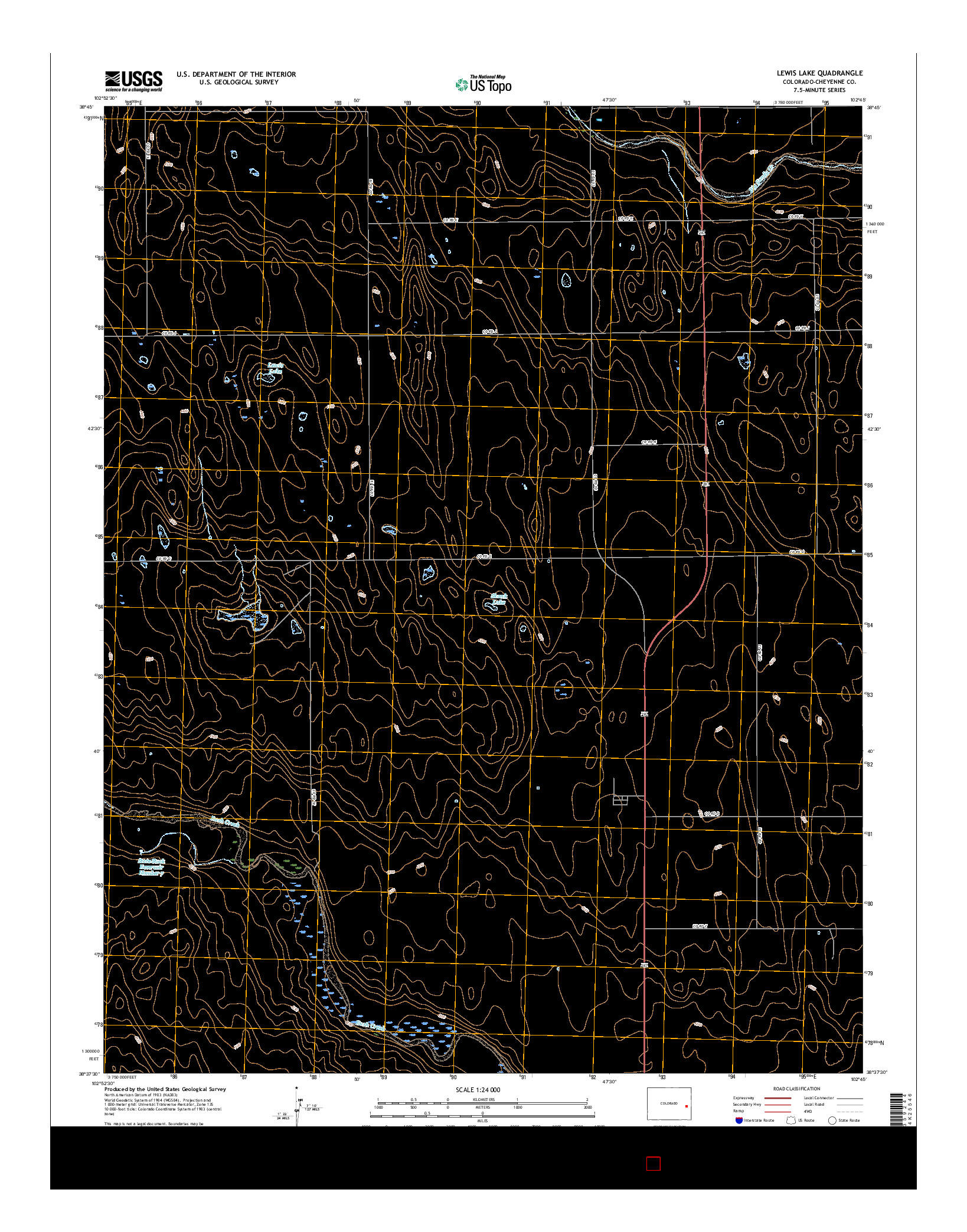 USGS US TOPO 7.5-MINUTE MAP FOR LEWIS LAKE, CO 2016