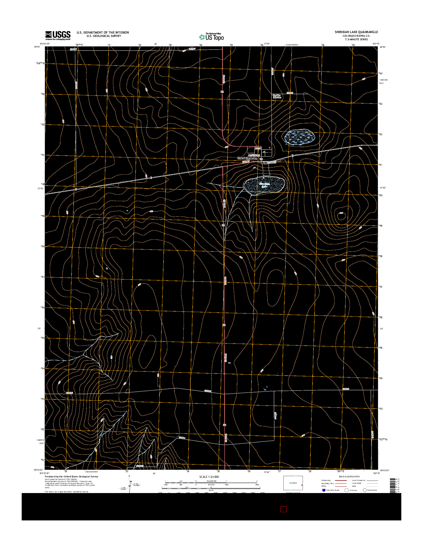 USGS US TOPO 7.5-MINUTE MAP FOR SHERIDAN LAKE, CO 2016