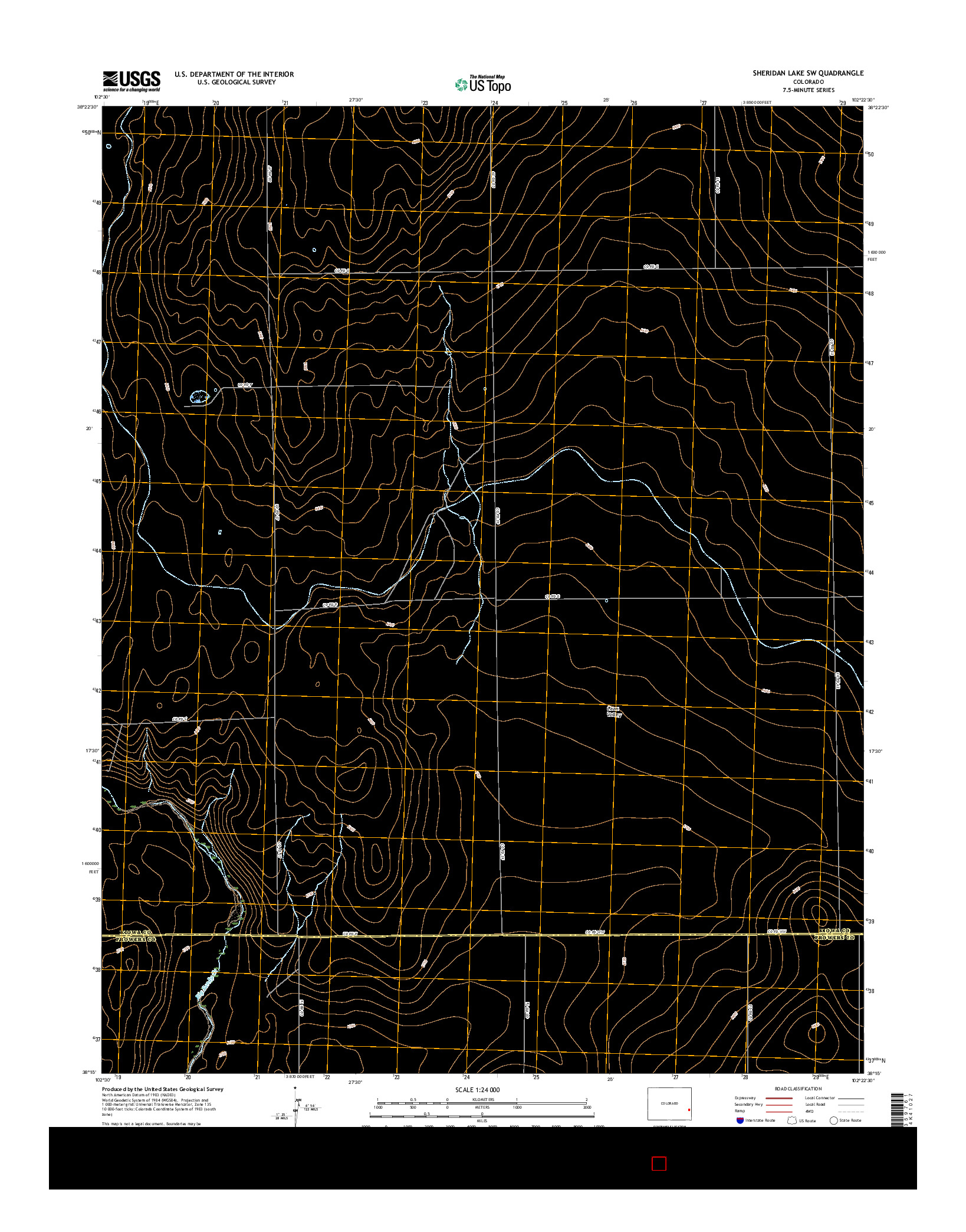 USGS US TOPO 7.5-MINUTE MAP FOR SHERIDAN LAKE SW, CO 2016