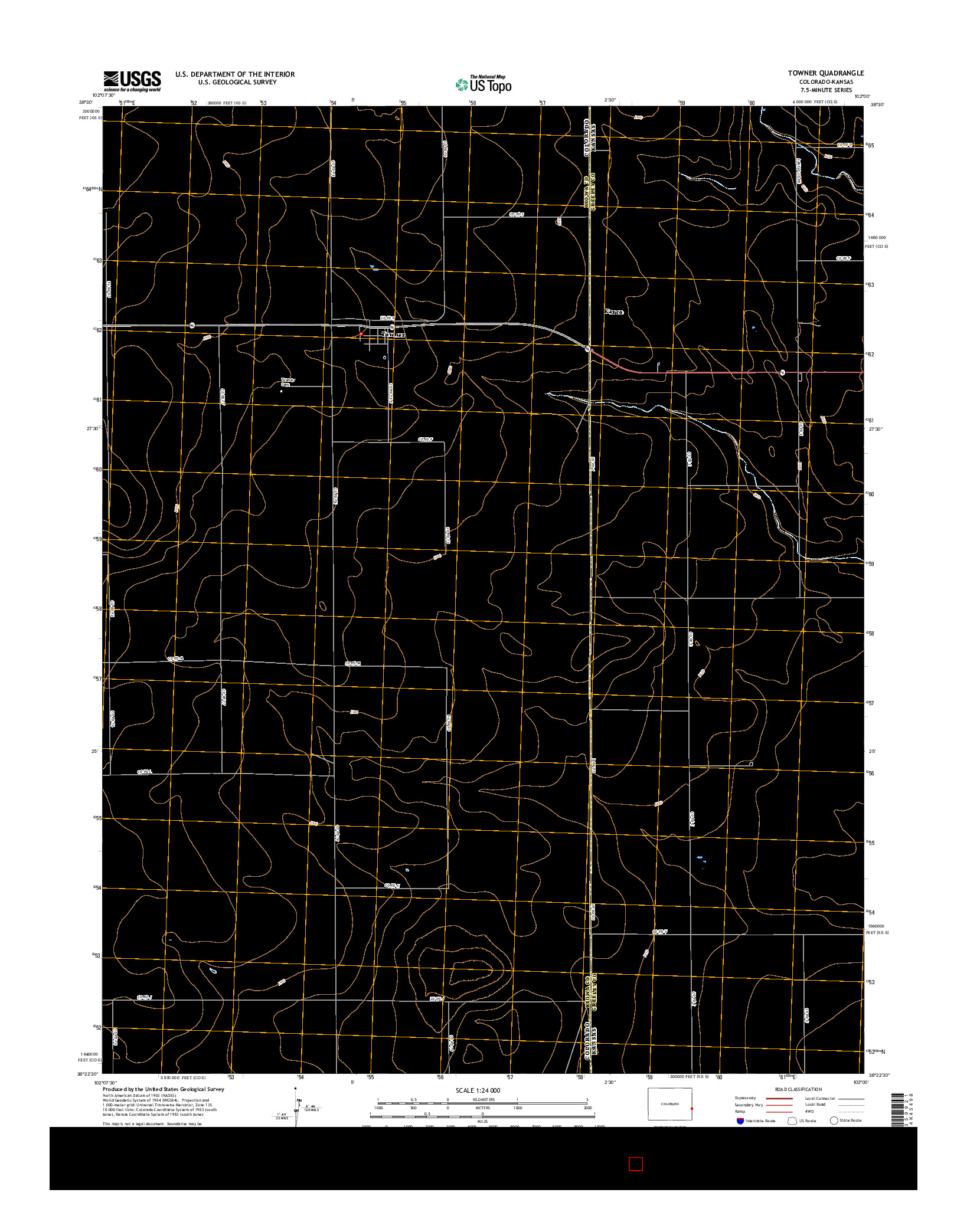 USGS US TOPO 7.5-MINUTE MAP FOR TOWNER, CO-KS 2016