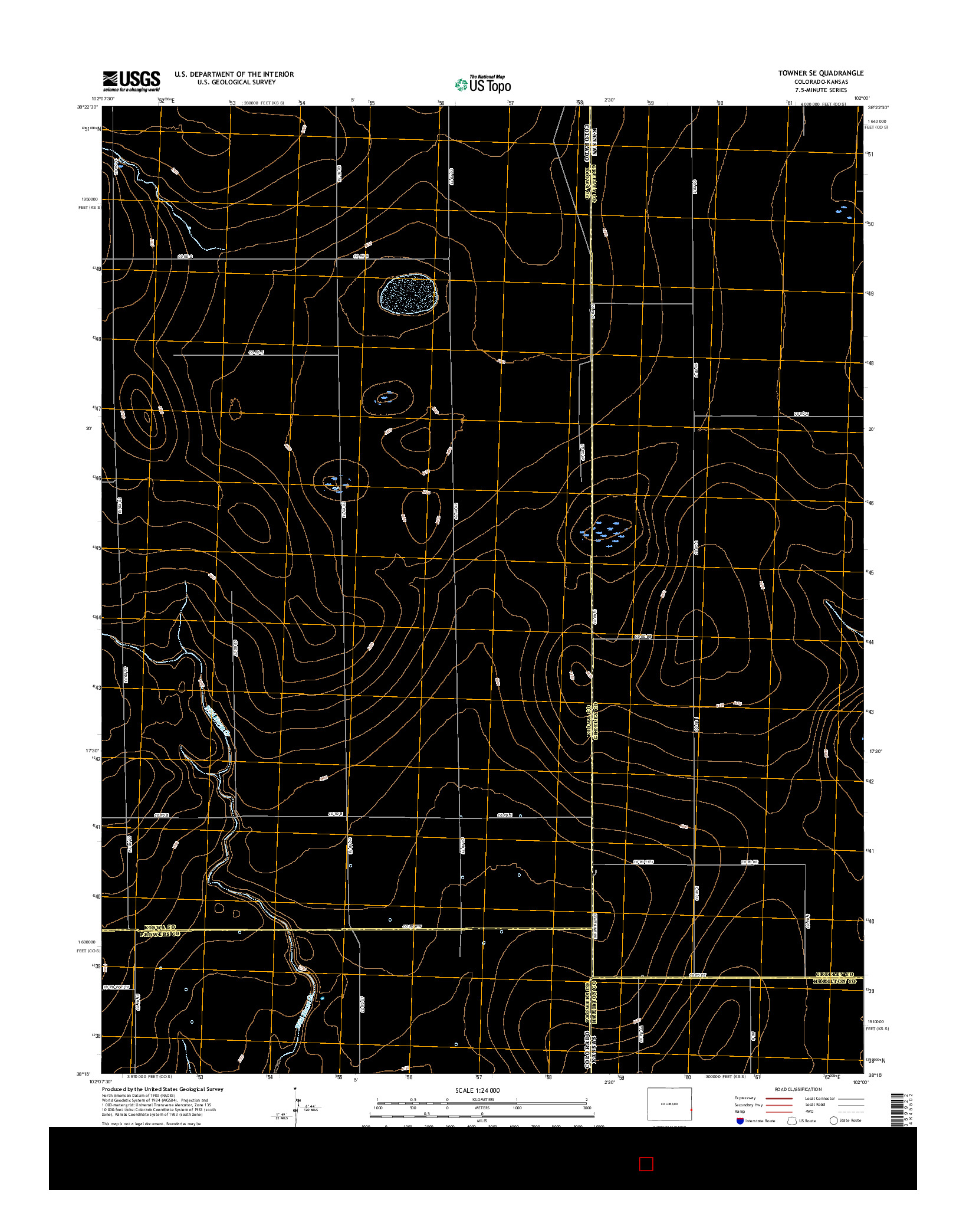 USGS US TOPO 7.5-MINUTE MAP FOR TOWNER SE, CO-KS 2016