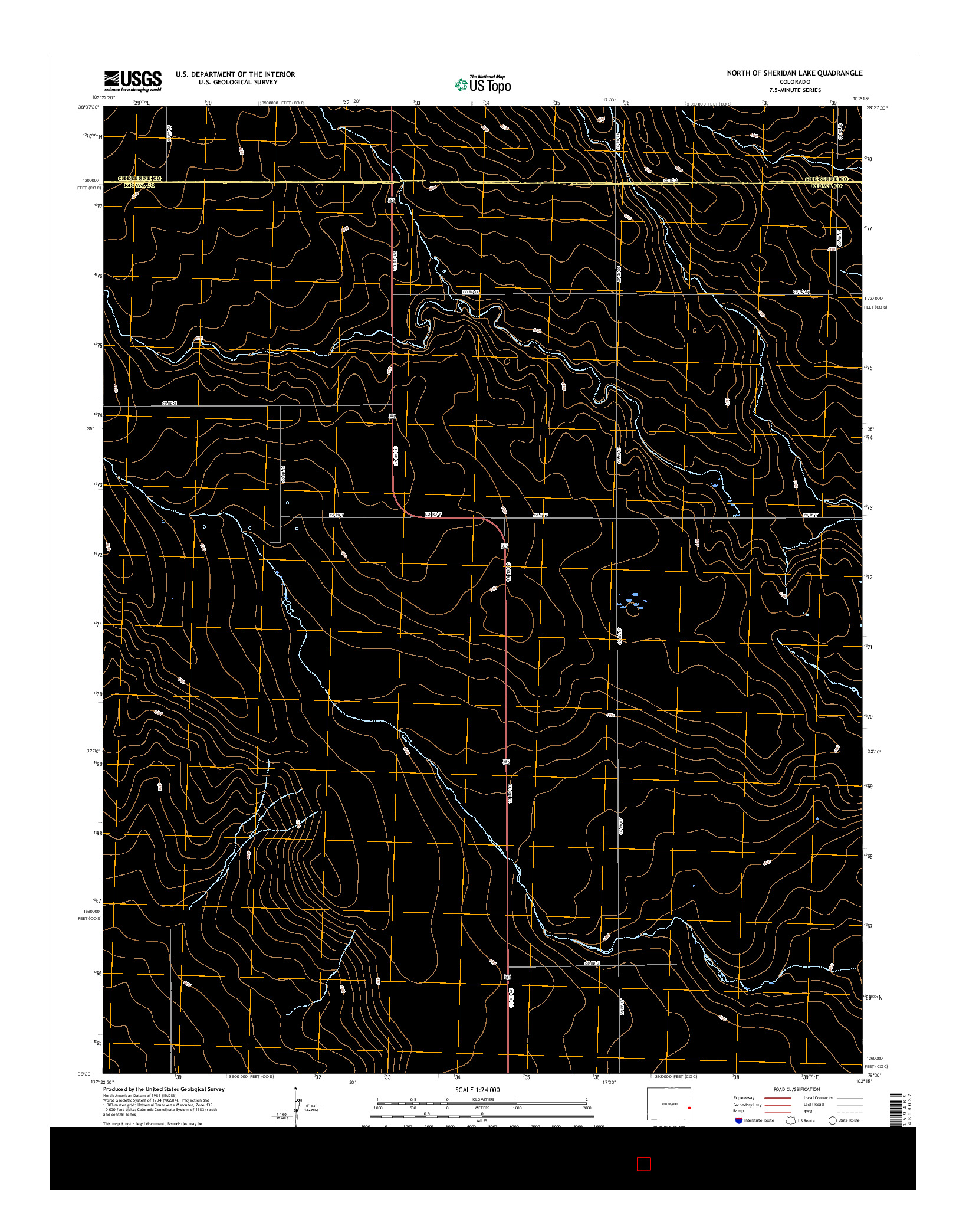 USGS US TOPO 7.5-MINUTE MAP FOR NORTH OF SHERIDAN LAKE, CO 2016