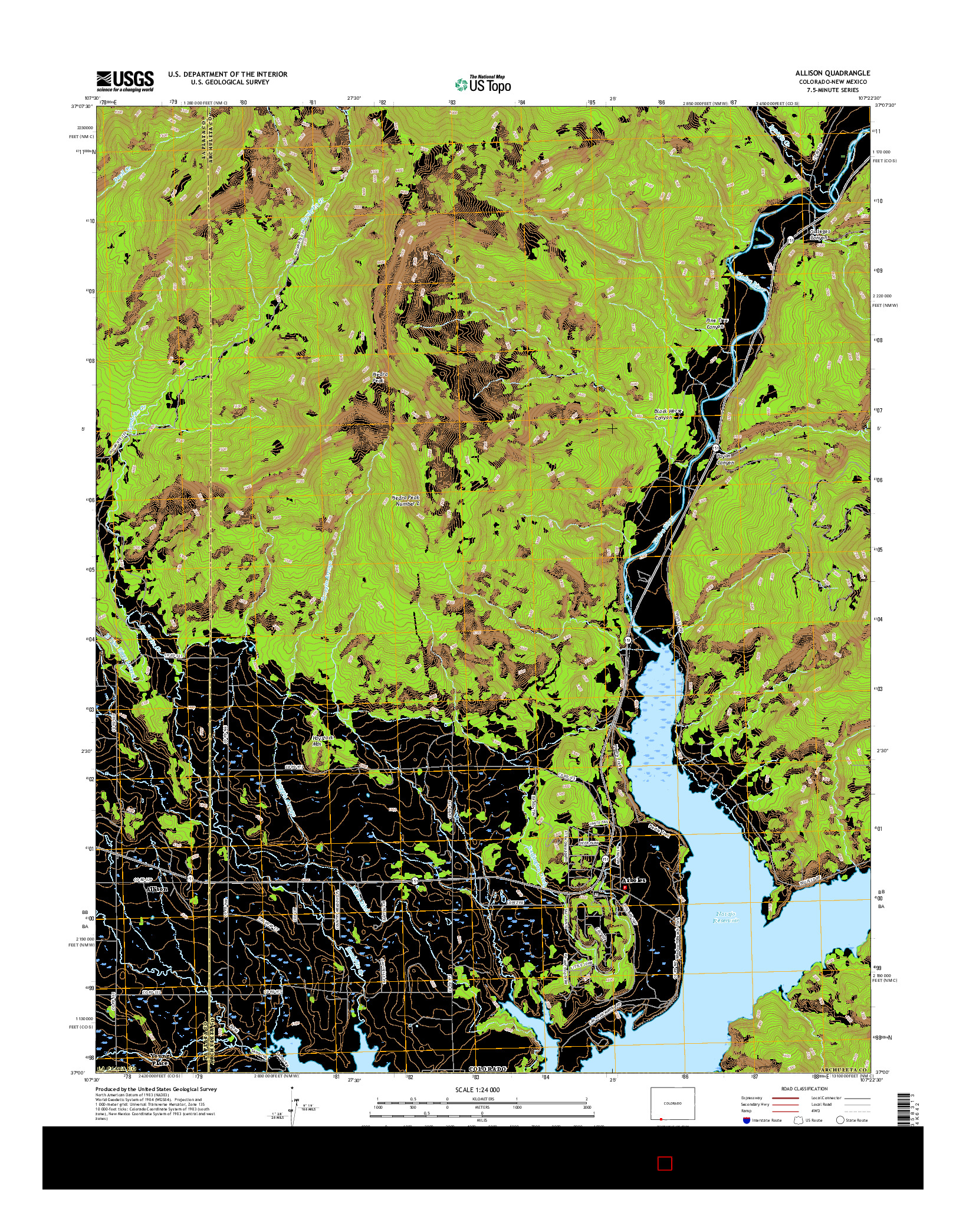USGS US TOPO 7.5-MINUTE MAP FOR ALLISON, CO-NM 2016