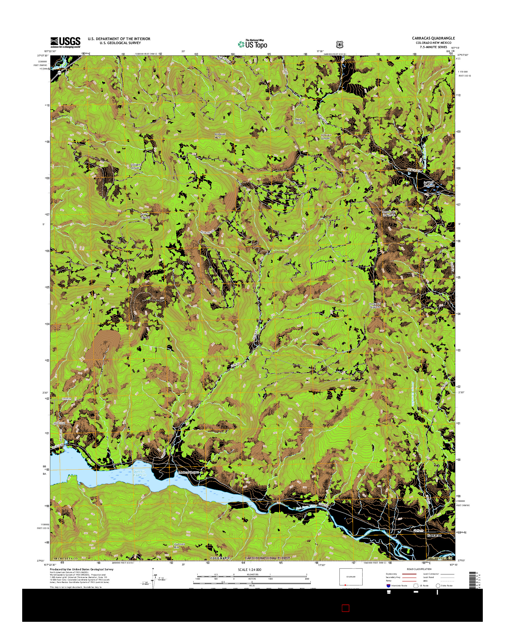 USGS US TOPO 7.5-MINUTE MAP FOR CARRACAS, CO-NM 2016