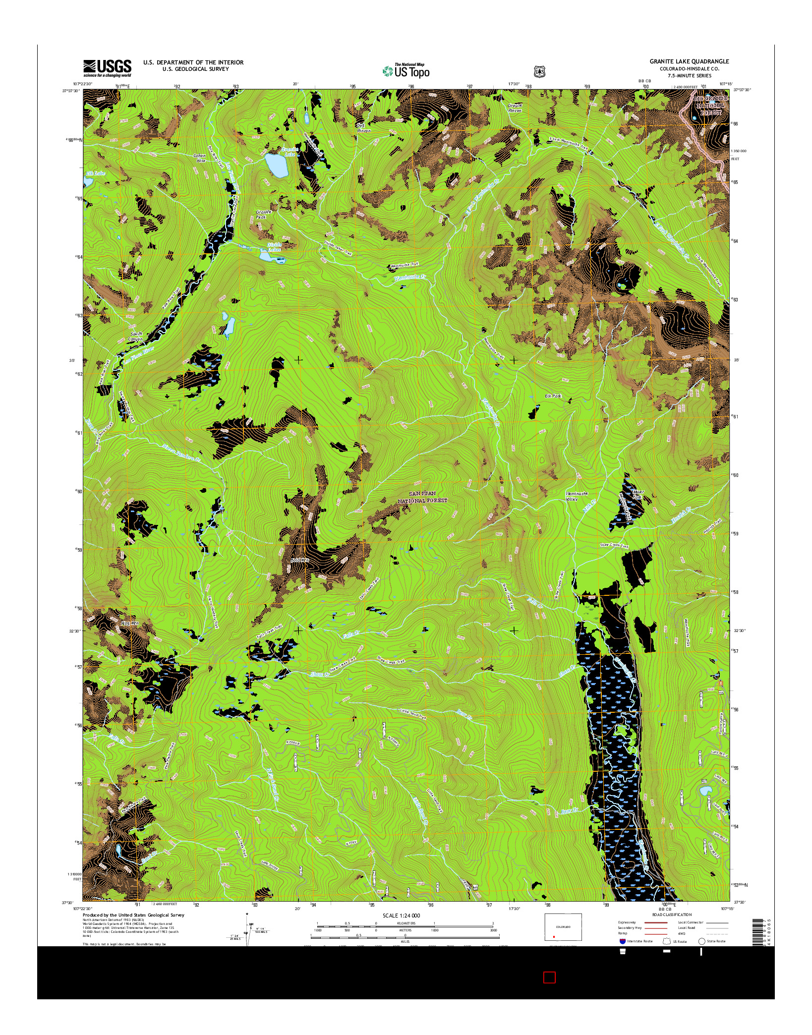 USGS US TOPO 7.5-MINUTE MAP FOR GRANITE LAKE, CO 2016