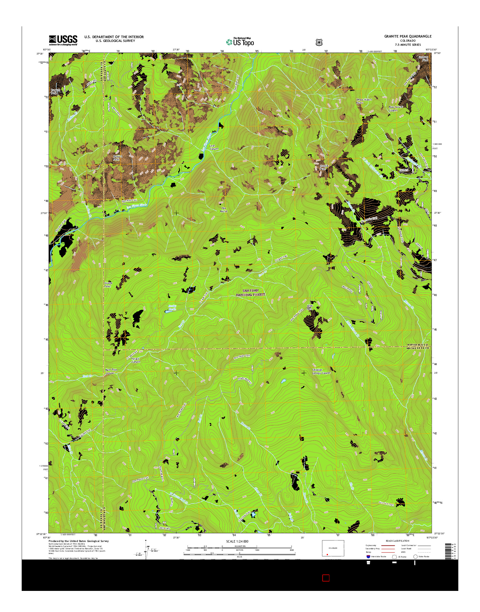 USGS US TOPO 7.5-MINUTE MAP FOR GRANITE PEAK, CO 2016