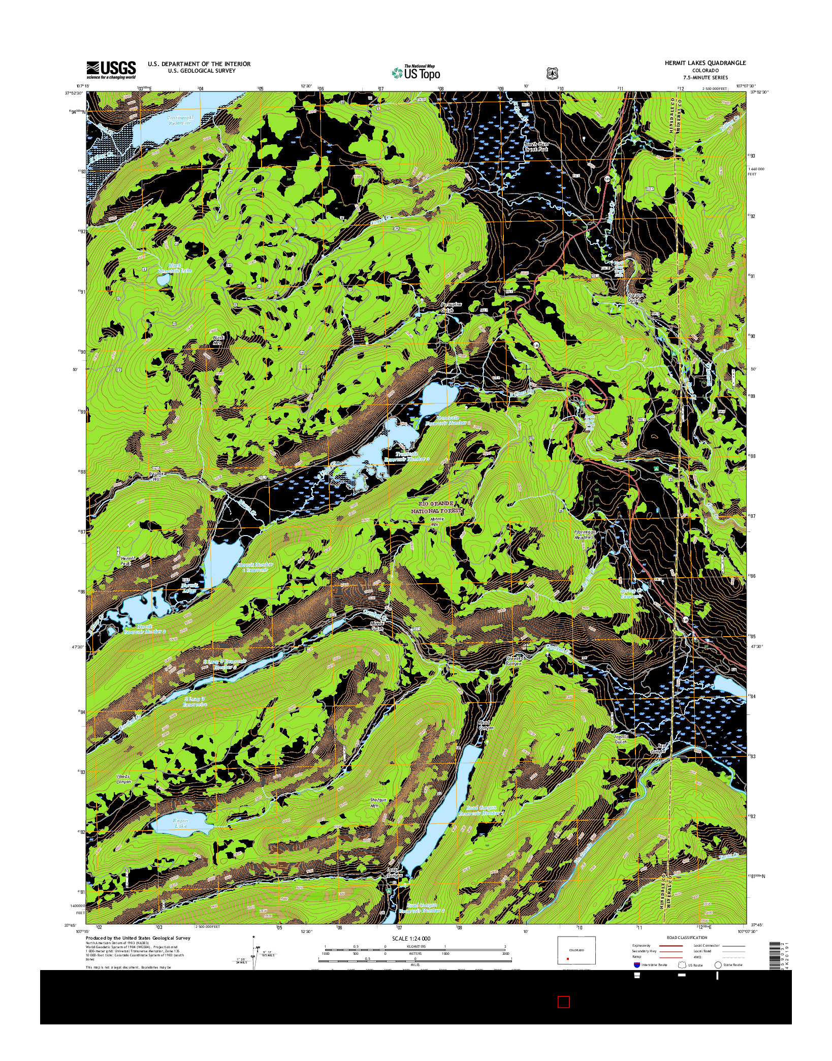 USGS US TOPO 7.5-MINUTE MAP FOR HERMIT LAKES, CO 2016