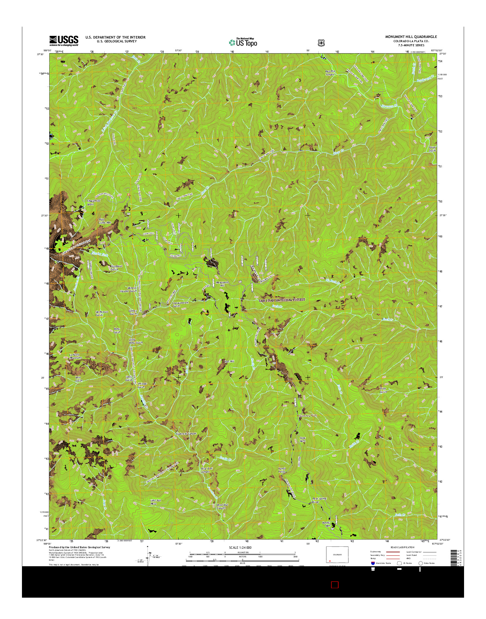 USGS US TOPO 7.5-MINUTE MAP FOR MONUMENT HILL, CO 2016